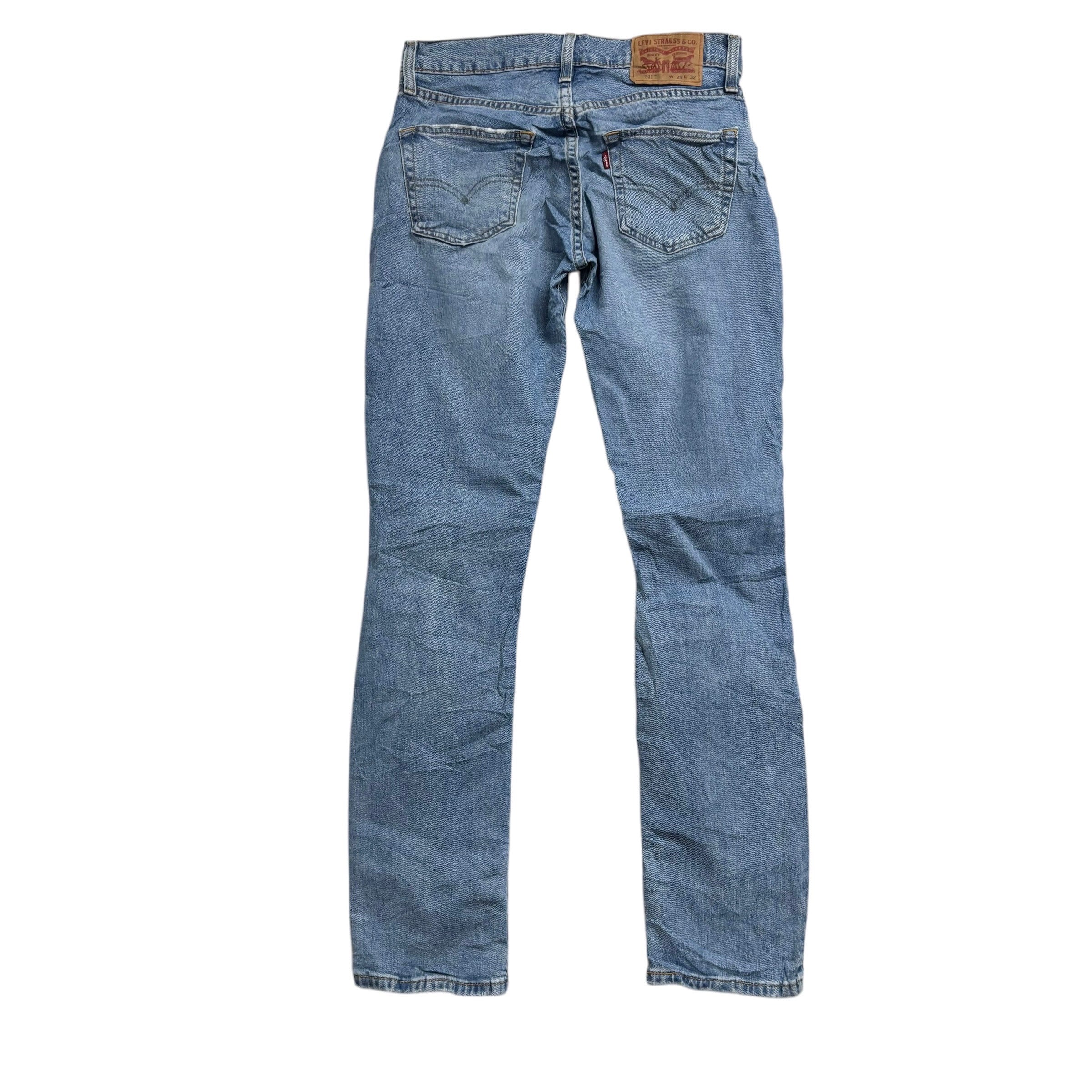Levis 511 Jeans W29 L32 Mens Light Blue Slim Fit Stretch Distressed Denim
