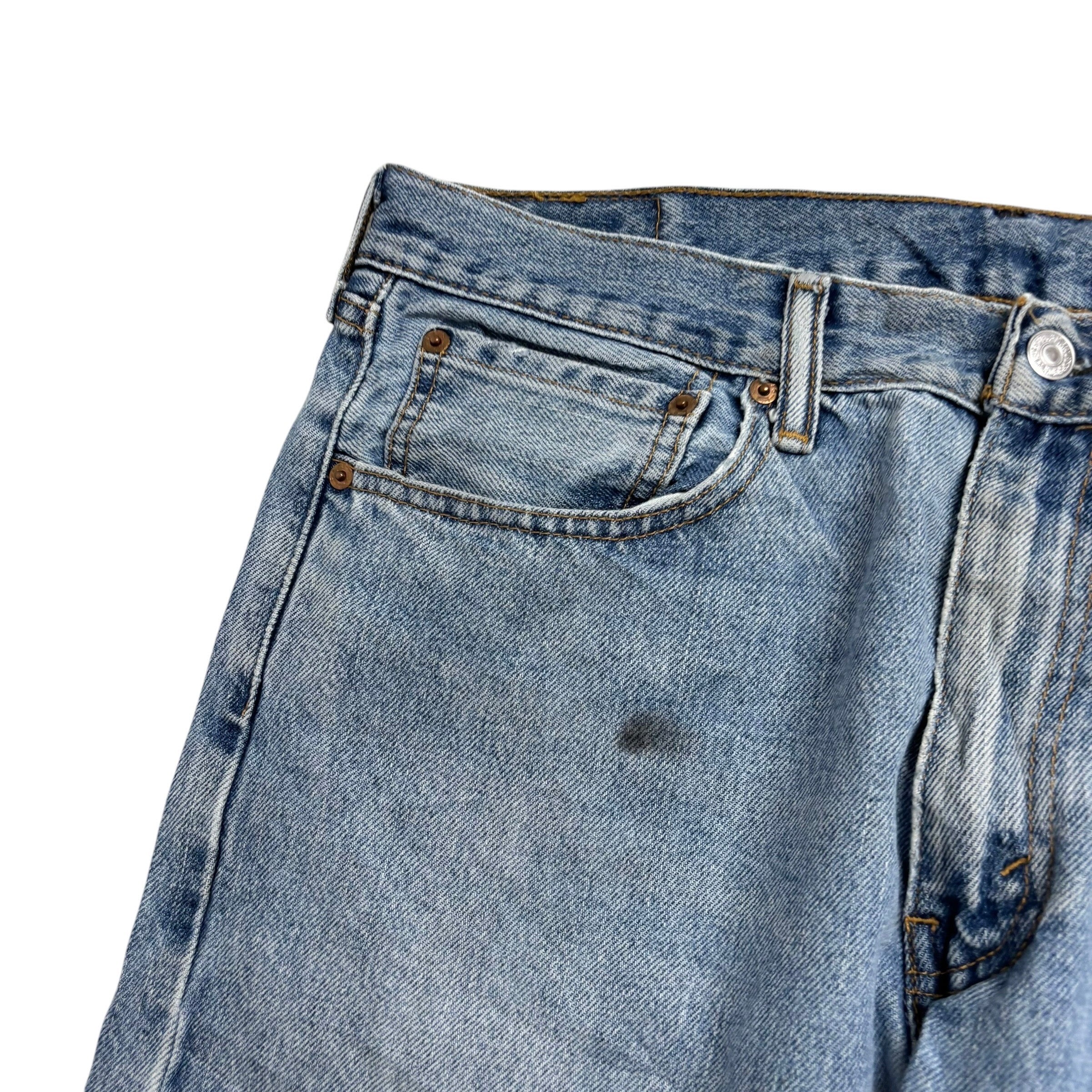 Levis 505 Jeans W34 L34 Mens Light Blue Regular Straight Fit Vintage Denim (F)