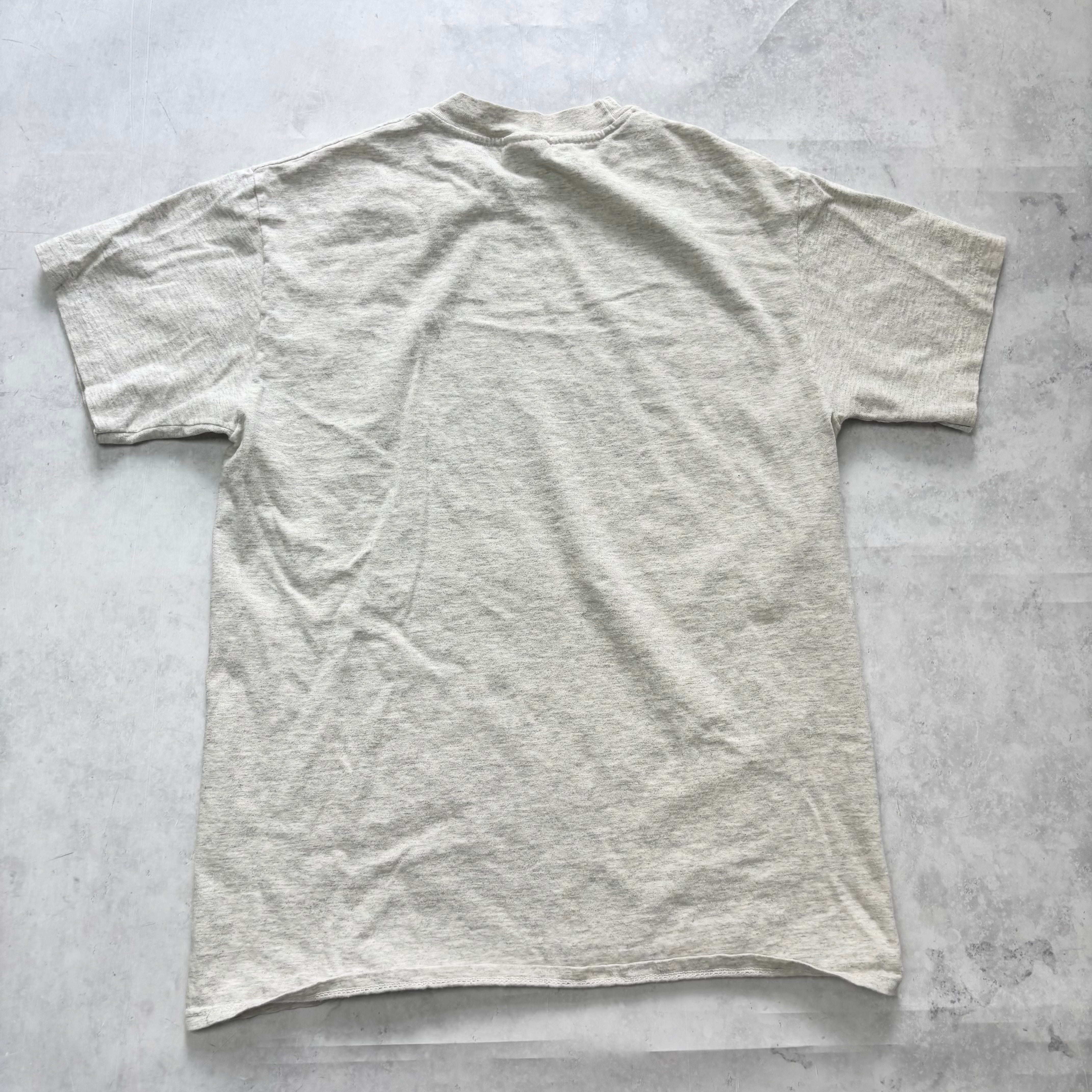 Vintage T Shirt Mens Medium Grey Single Stitch Graphic Print 90s USA (E)