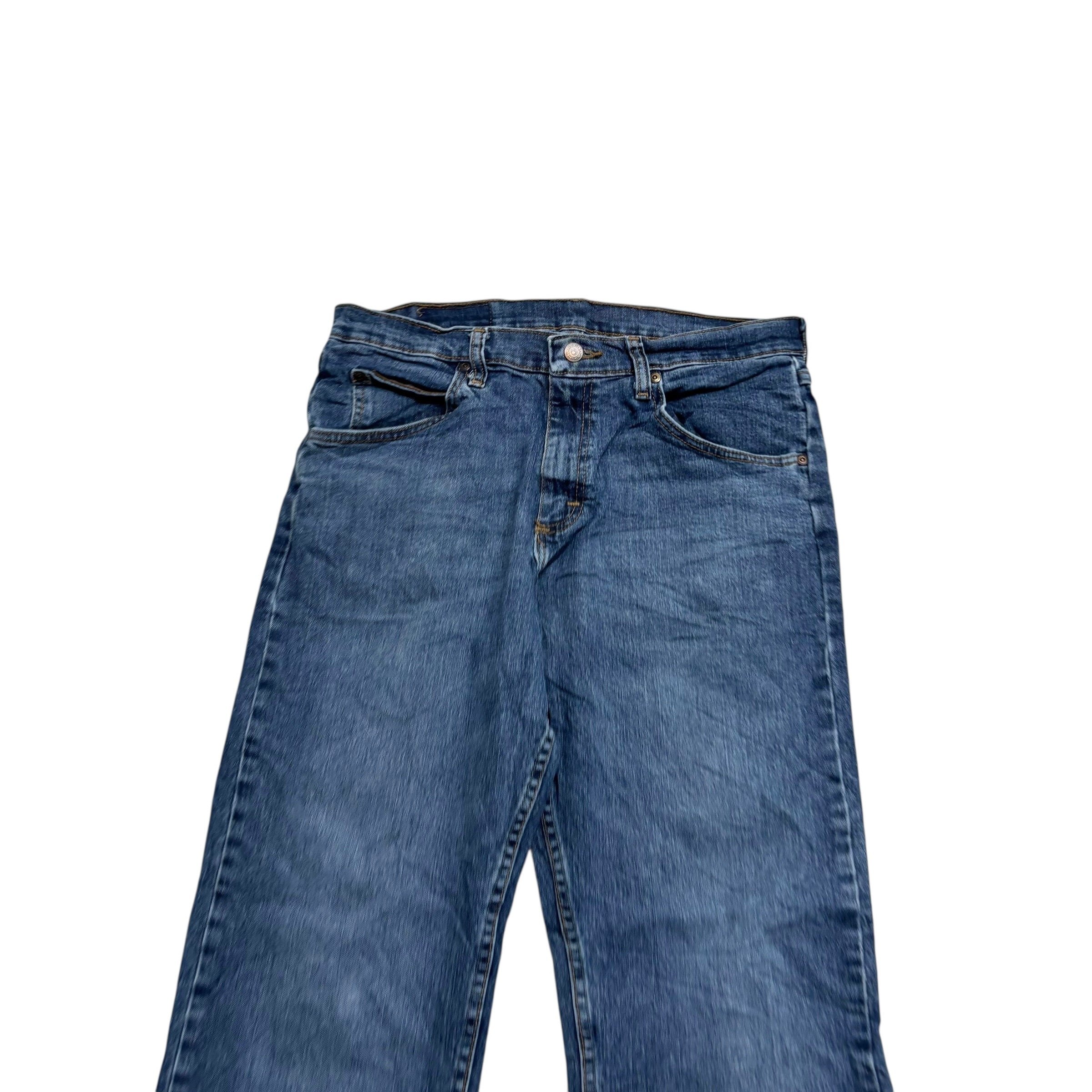 Wrangler Jeans W32 L30 Mens Mid Blue Relaxed Straight Fit Stretch Denim