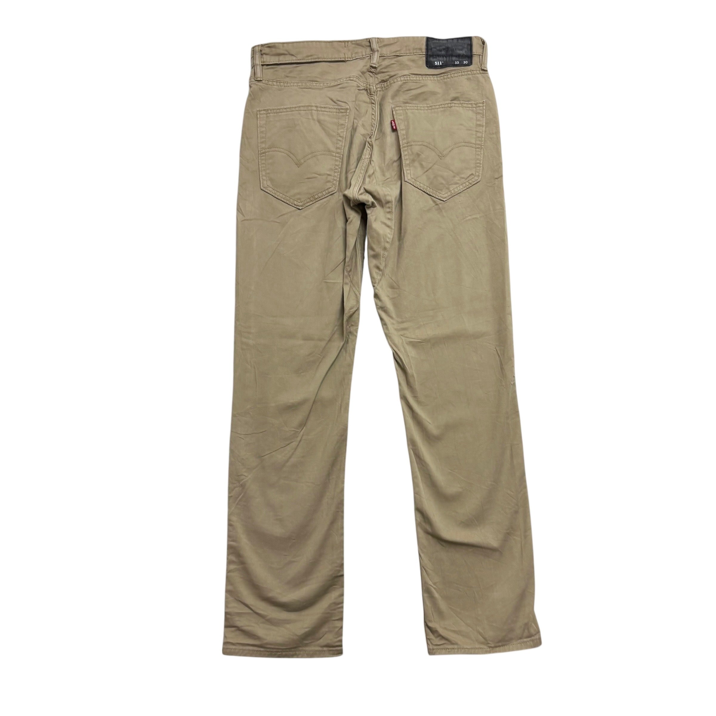Levis 511 Commuter Trousers W32 L30 Mens Beige Slim Fit Stretch Pants (E)