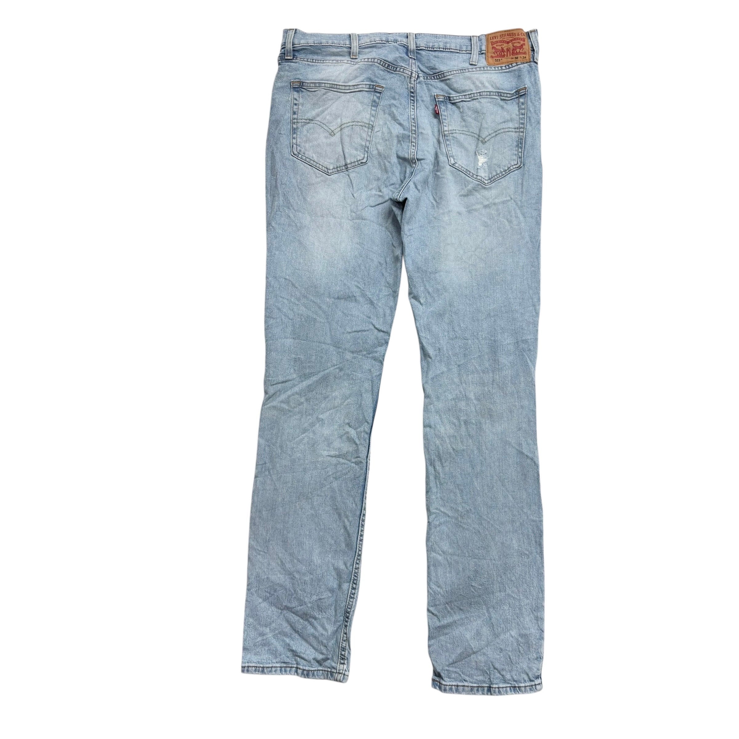 Levis 511 Distressed Jeans W38 L34 Mens Light Blue Slim Fit Stretch Denim