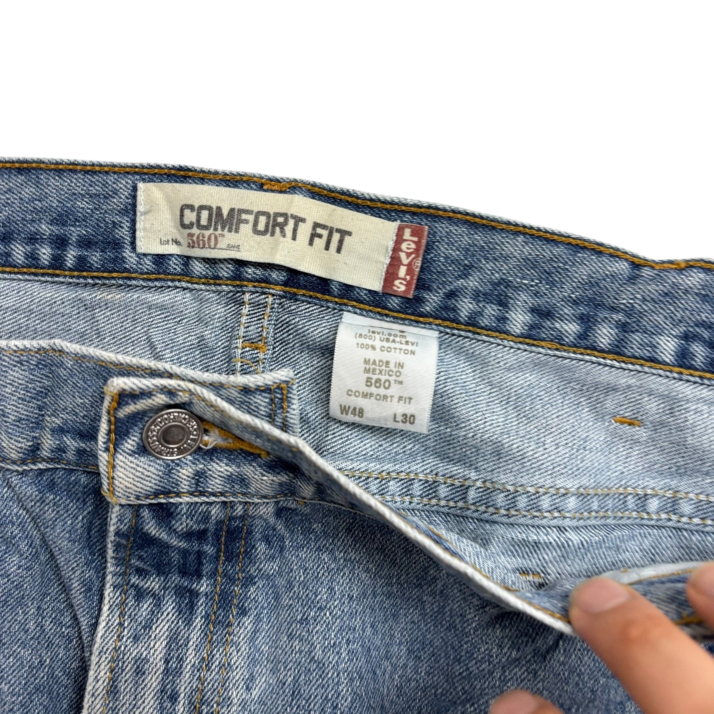 Levis 560 Jeans W48 L28 Mens Light Blue Baggy Relaxed Comfort Fit Vintage Denim