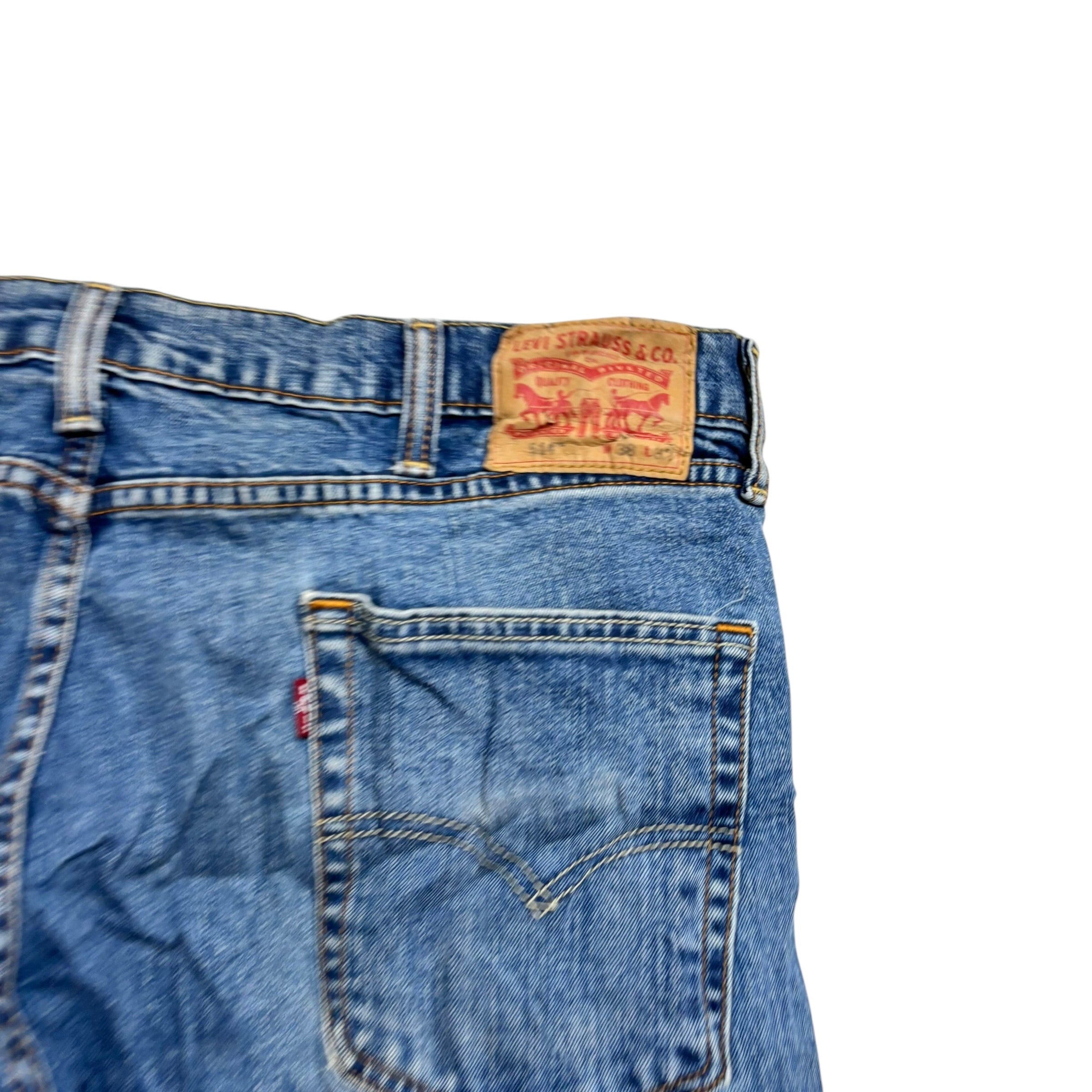 Levis 514 Jeans W38 L32 Mens Mid Blue Regular Straight Fit Stretch Denim (F)