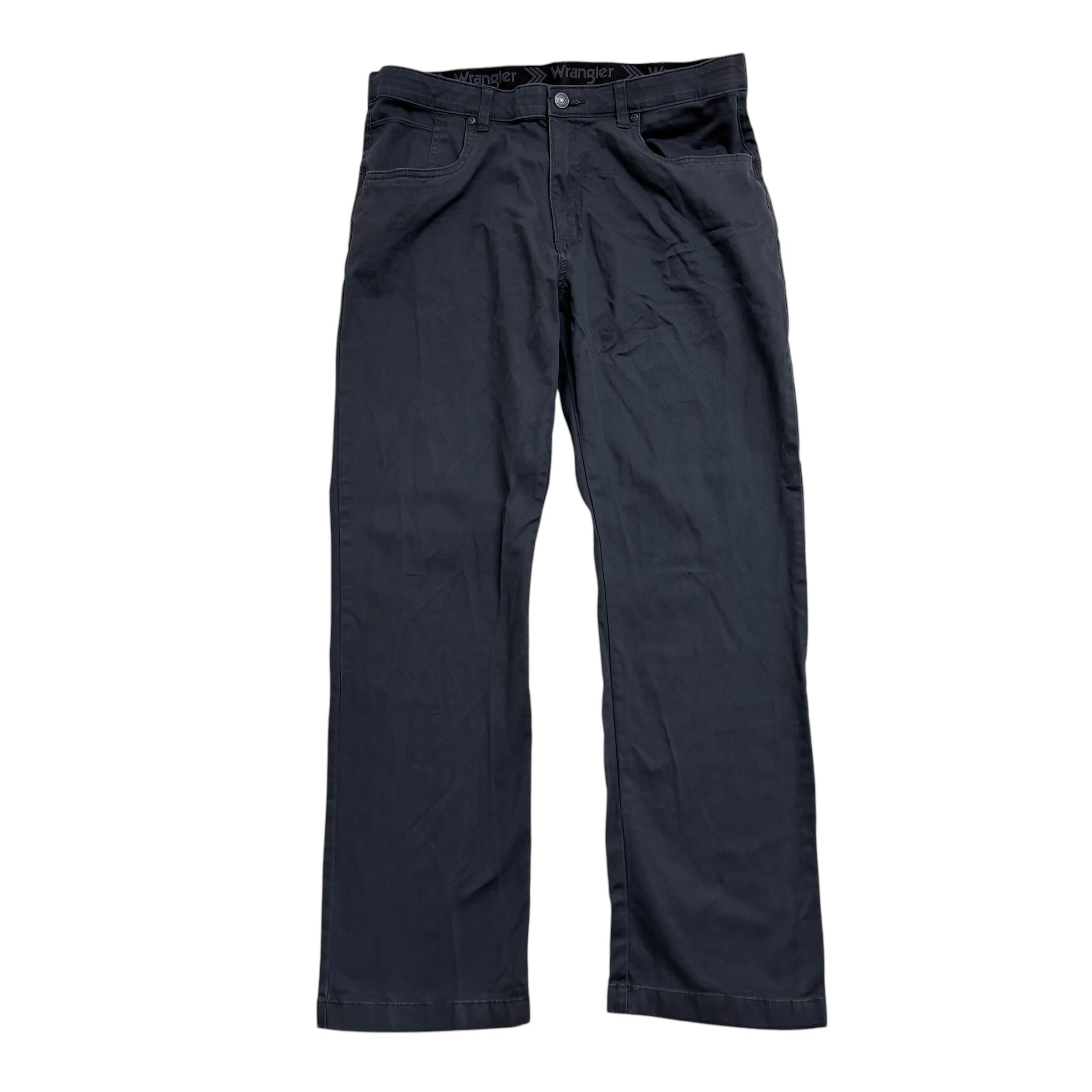 Wrangler Trousers W34 L30 Mens Grey Regular Straight Fit Stretch Cotton Pants