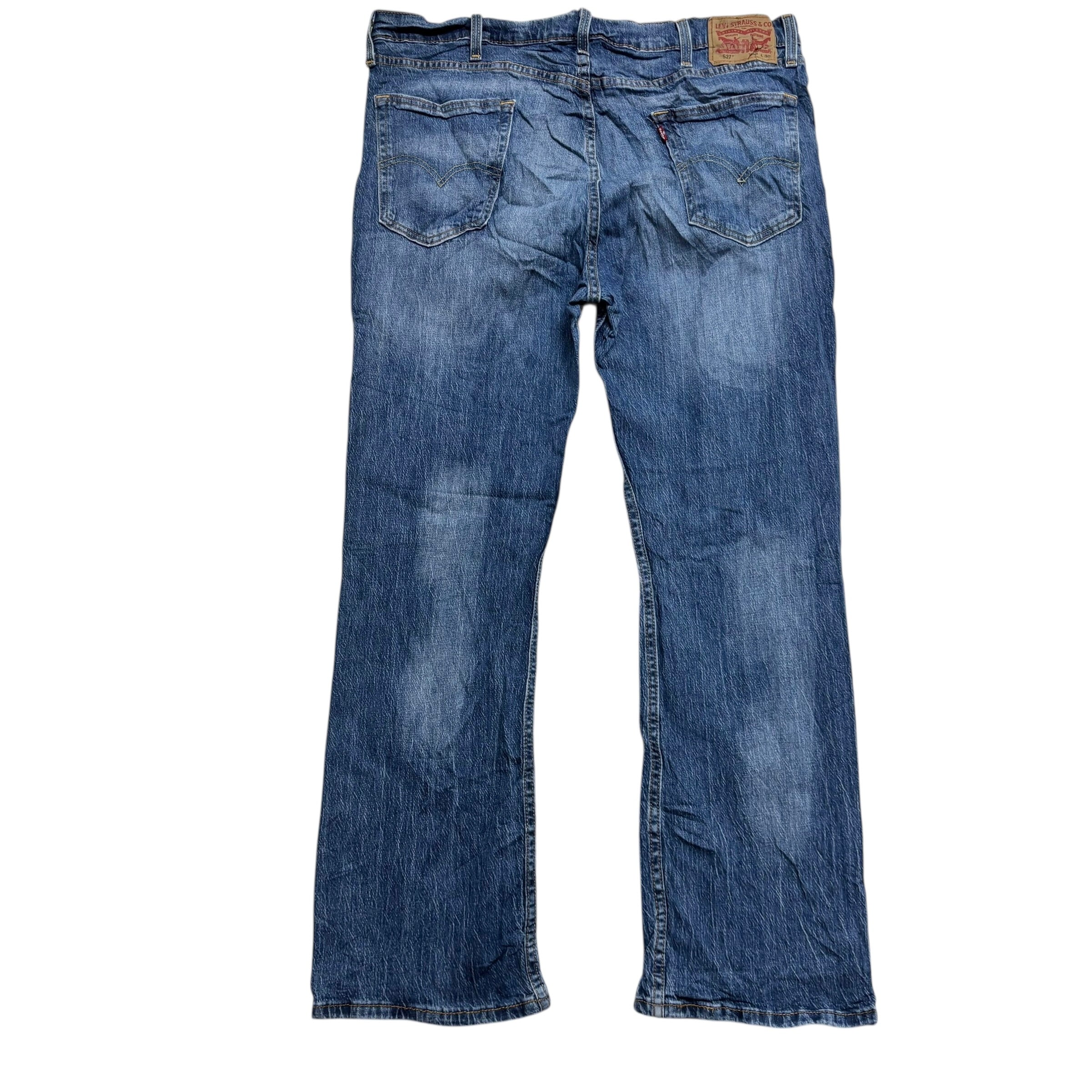 Levis 527 Jeans W38 L30 Mens Mid Blue Slim Bootcut Fit Stretch Denim (E)