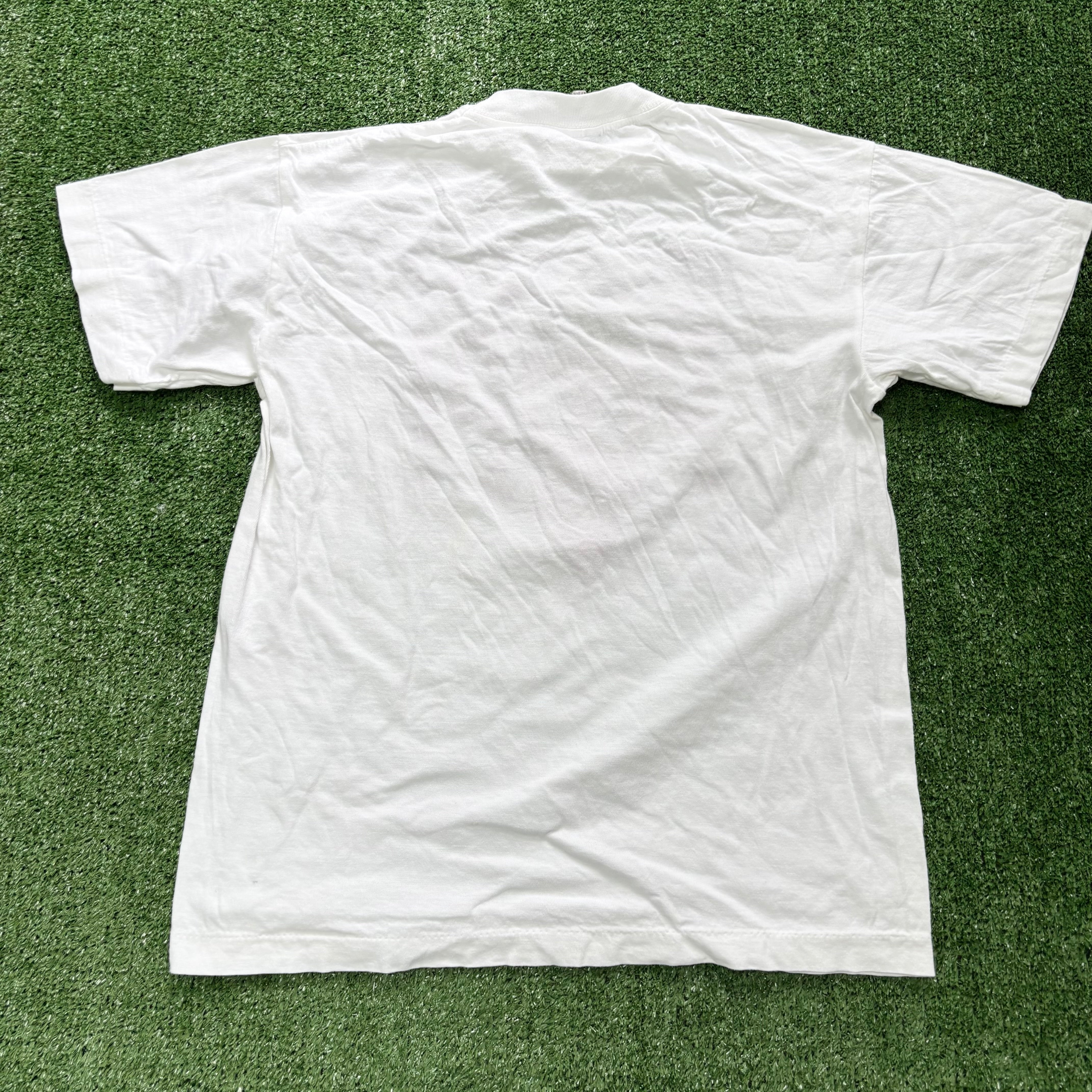 Vintage T Shirt Womens Large White Single Stitch Graphic Print 90s (E)