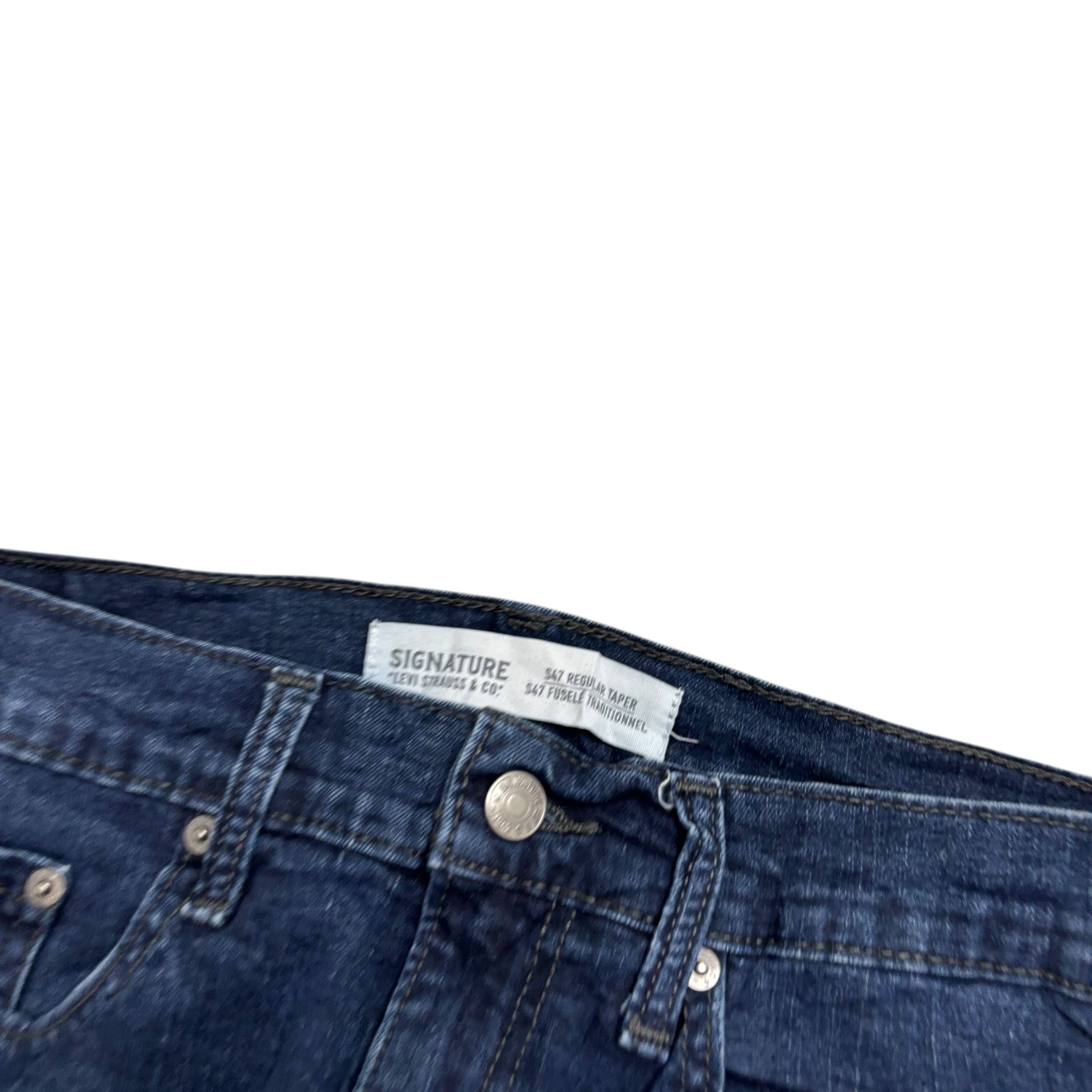 Levis Signature Jeans W34 L32 Mens Navy Blue Regular Tapered Fit Stretch (E)