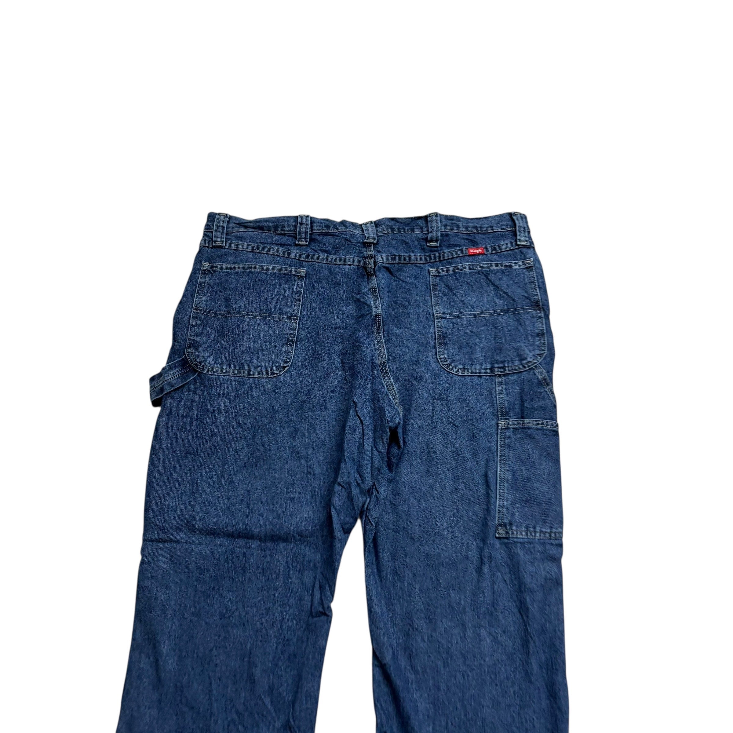 Wrangler Carpenter Jeans W42 L30 Mens Mid Blue Relaxed Straight Fit Denim (E)