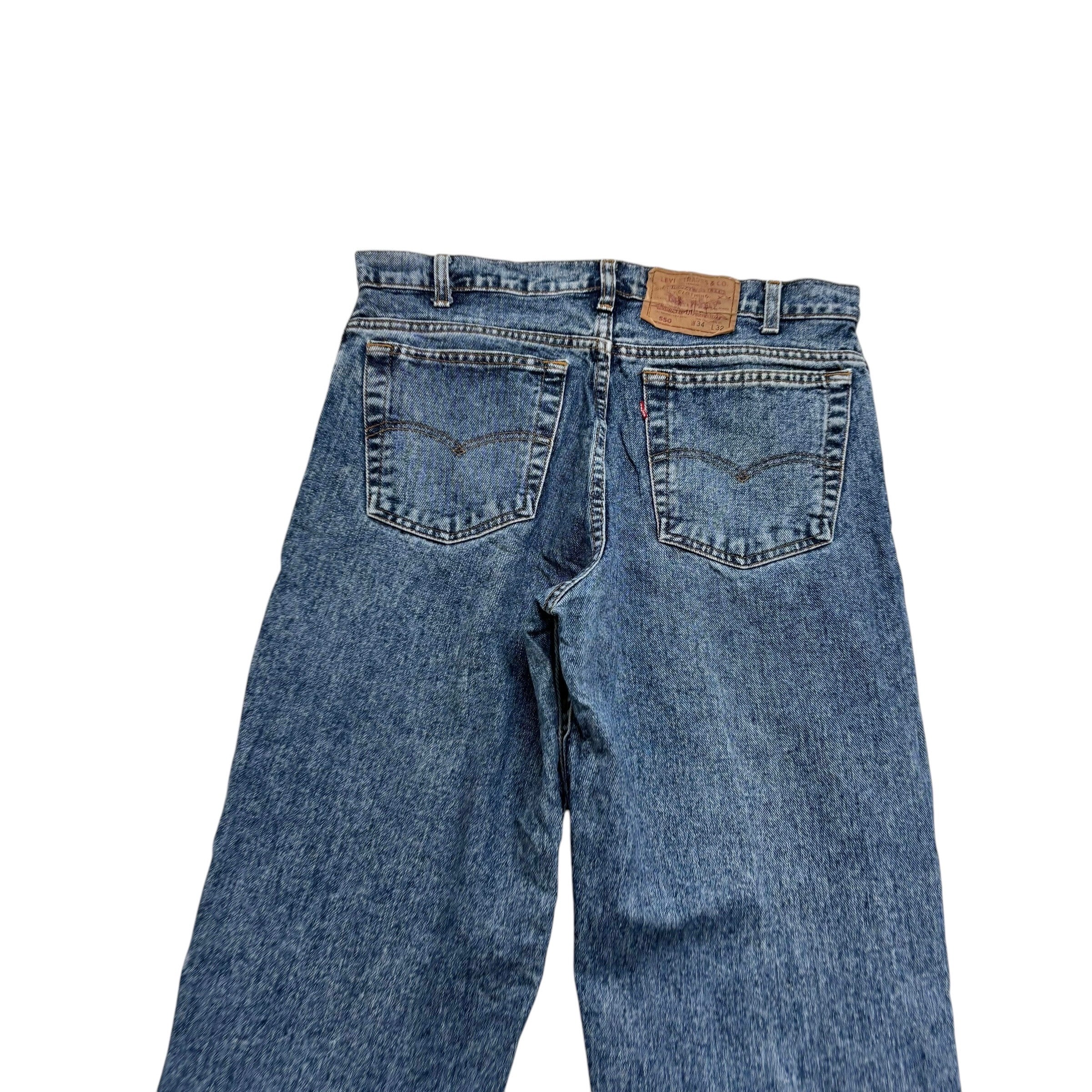 Levis 550 Jeans W33 L32 Mens Mid Blue Relaxed Tapered Fit Vintage Denim