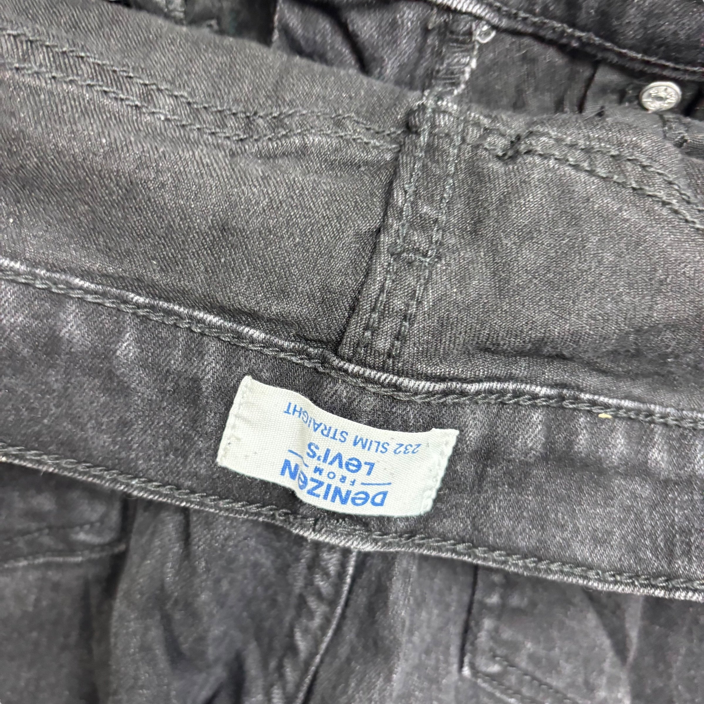 Levis Denizen Jeans W31 L33 Mens Black Slim Straight Fit Stretch Denim (E)