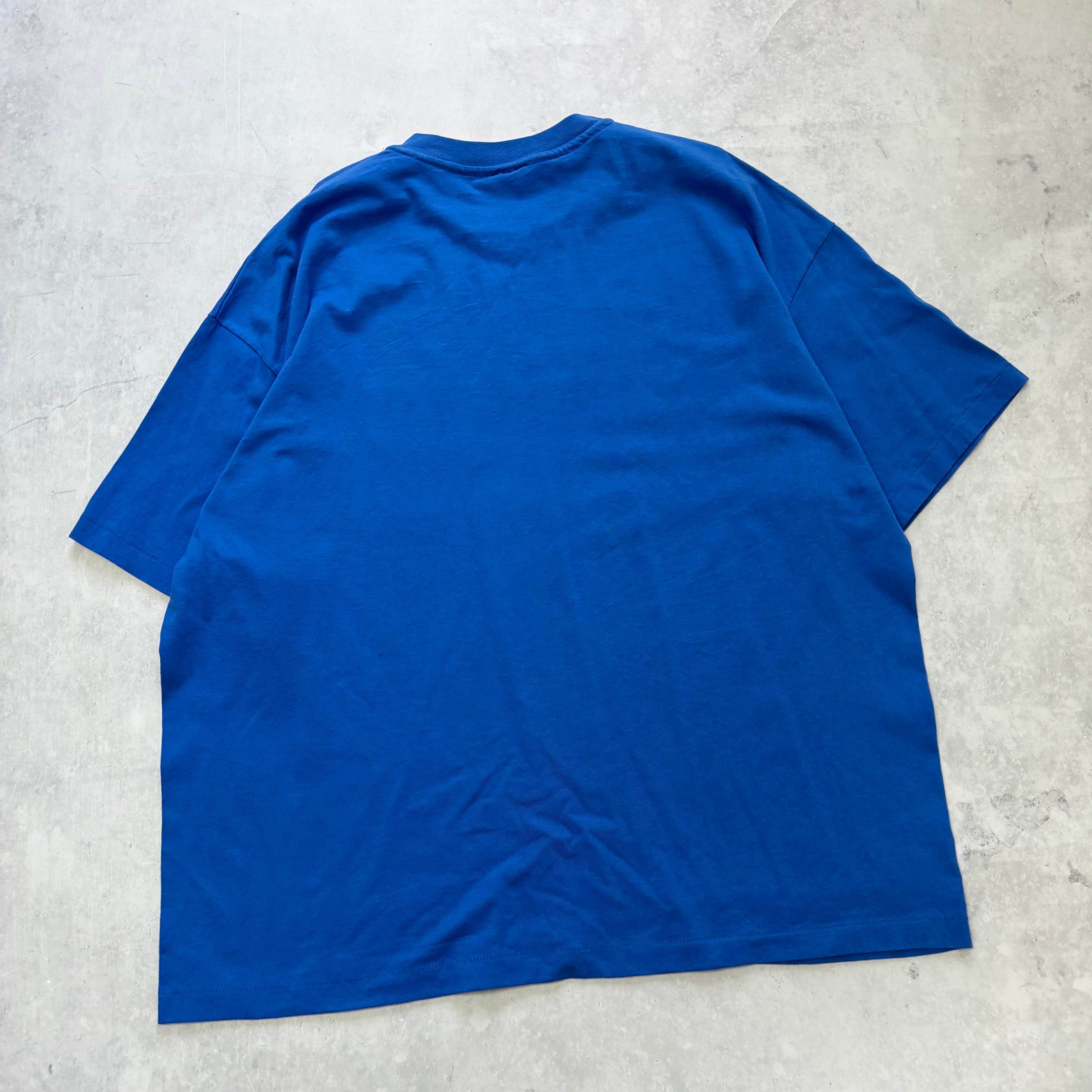 Vintage T Shirt Mens XXL Blue Single Stitch Graphic Print 90s College Baseball