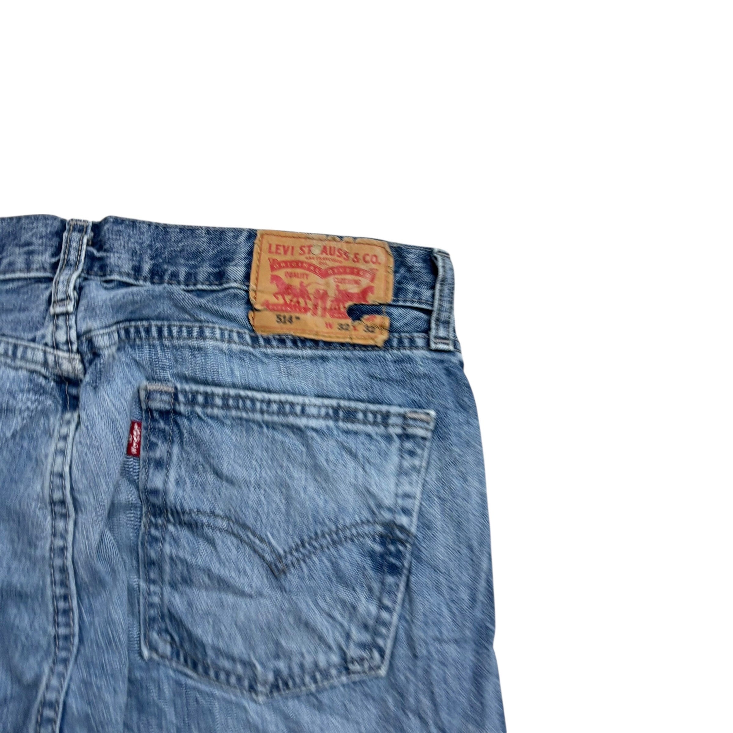 Levis 514 Jeans W32 L32 Mens Mid Blue Regular Straight Fit Denim (F)