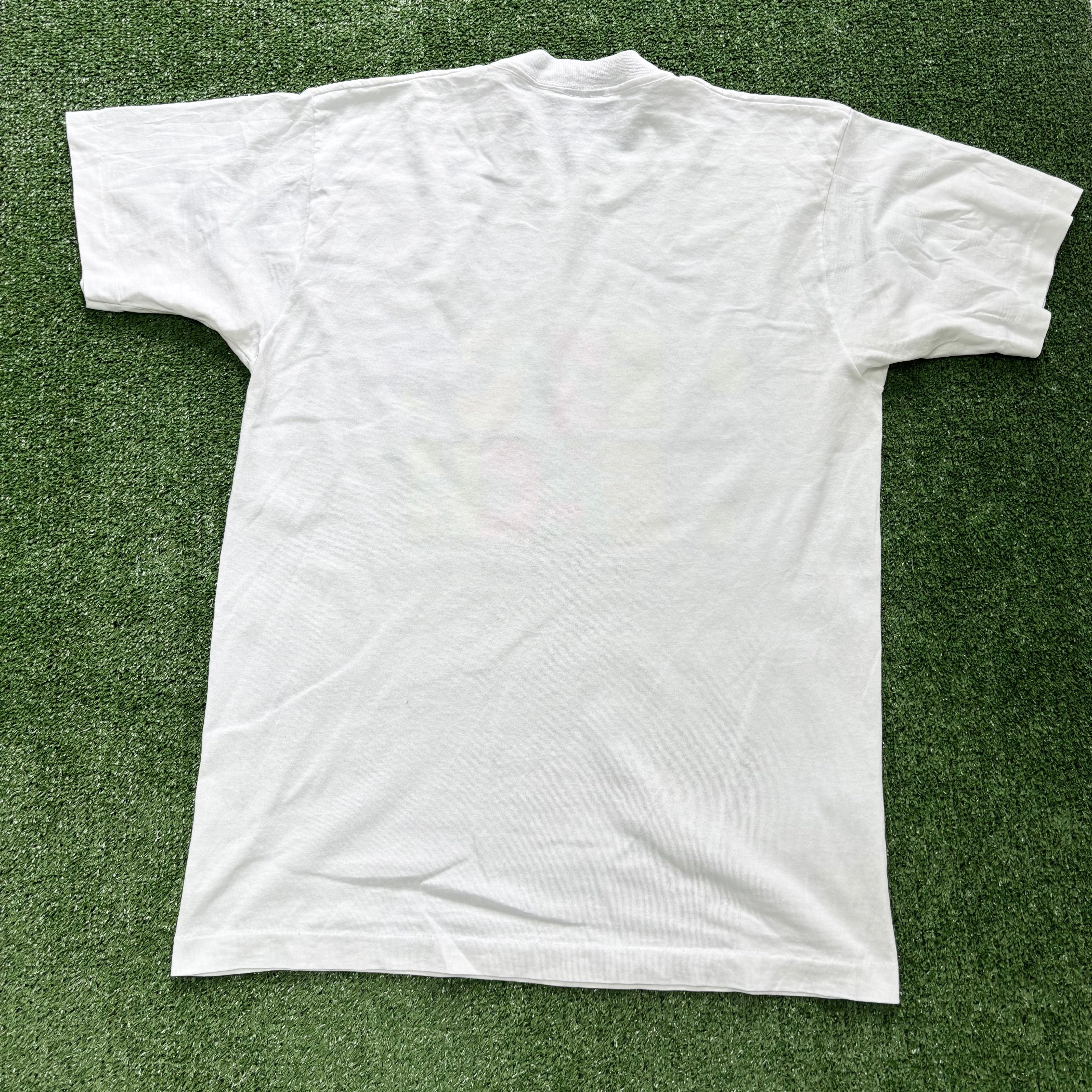Vintage T Shirt Mens Large White Single Stitch Graphic Print 90s