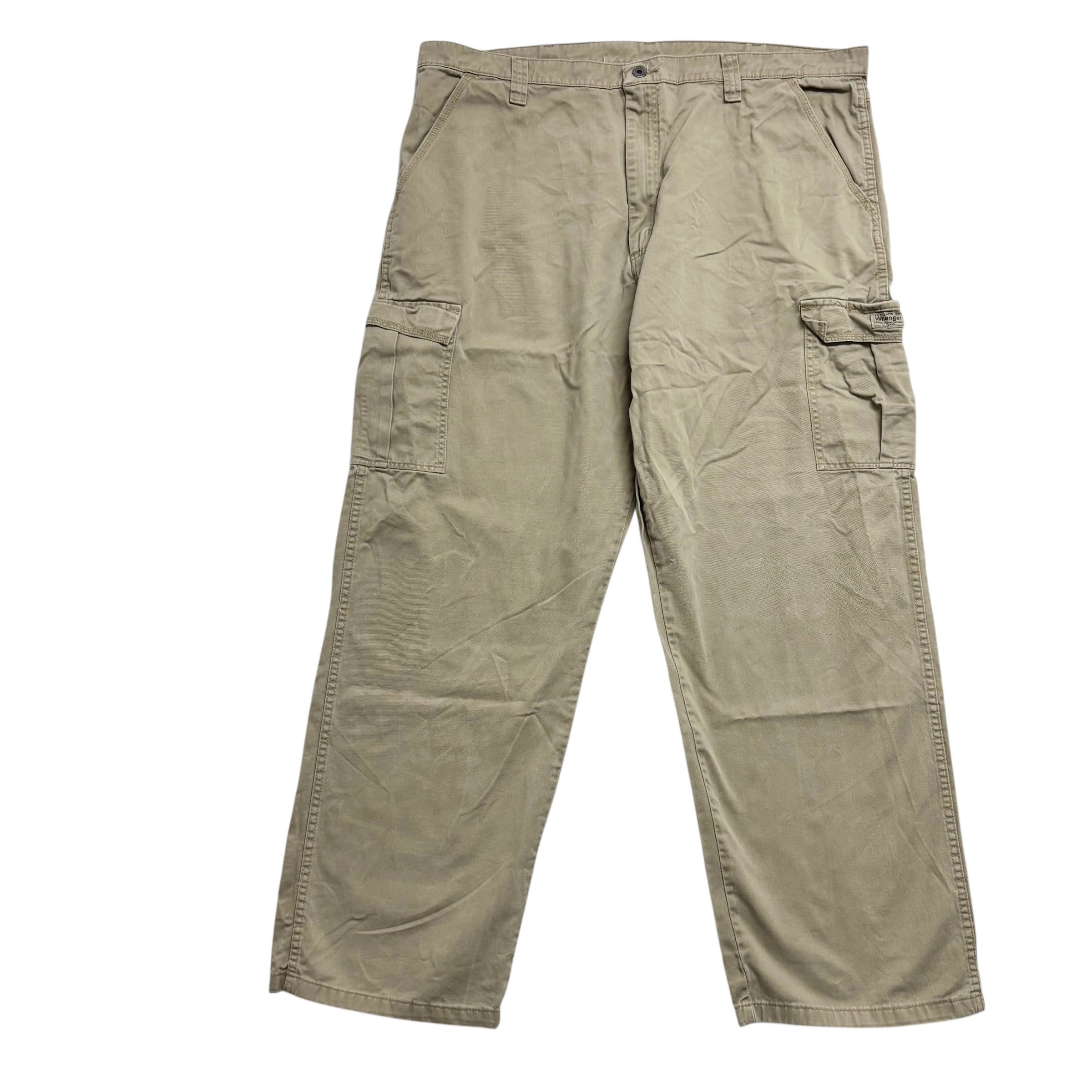 Wrangler Cargo Trousers W42 L32 Mens Beige Relaxed Baggy Fit Pants (E)
