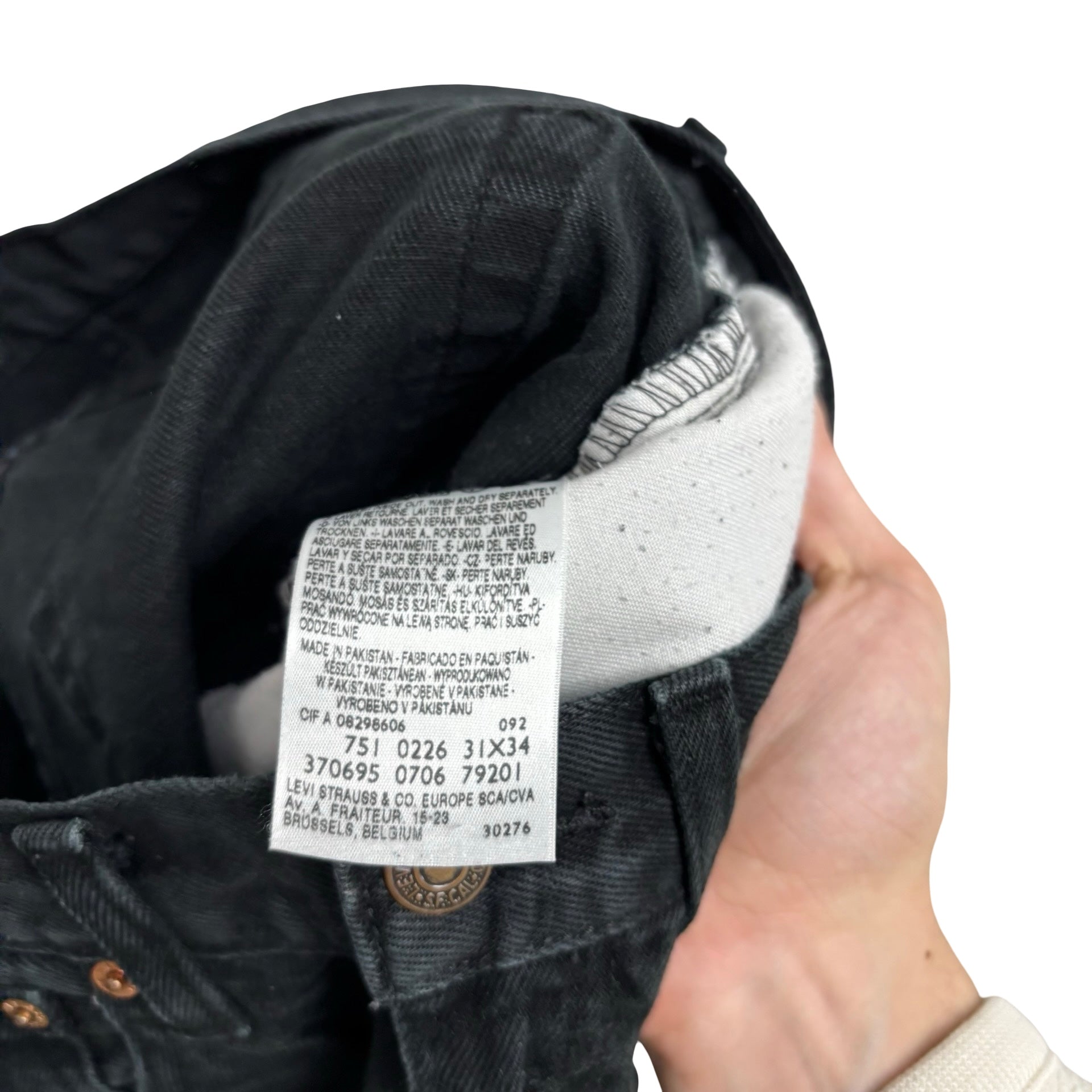 Levis 752 Jeans W31 L32 Mens Black Regular Straight Vintage Denim