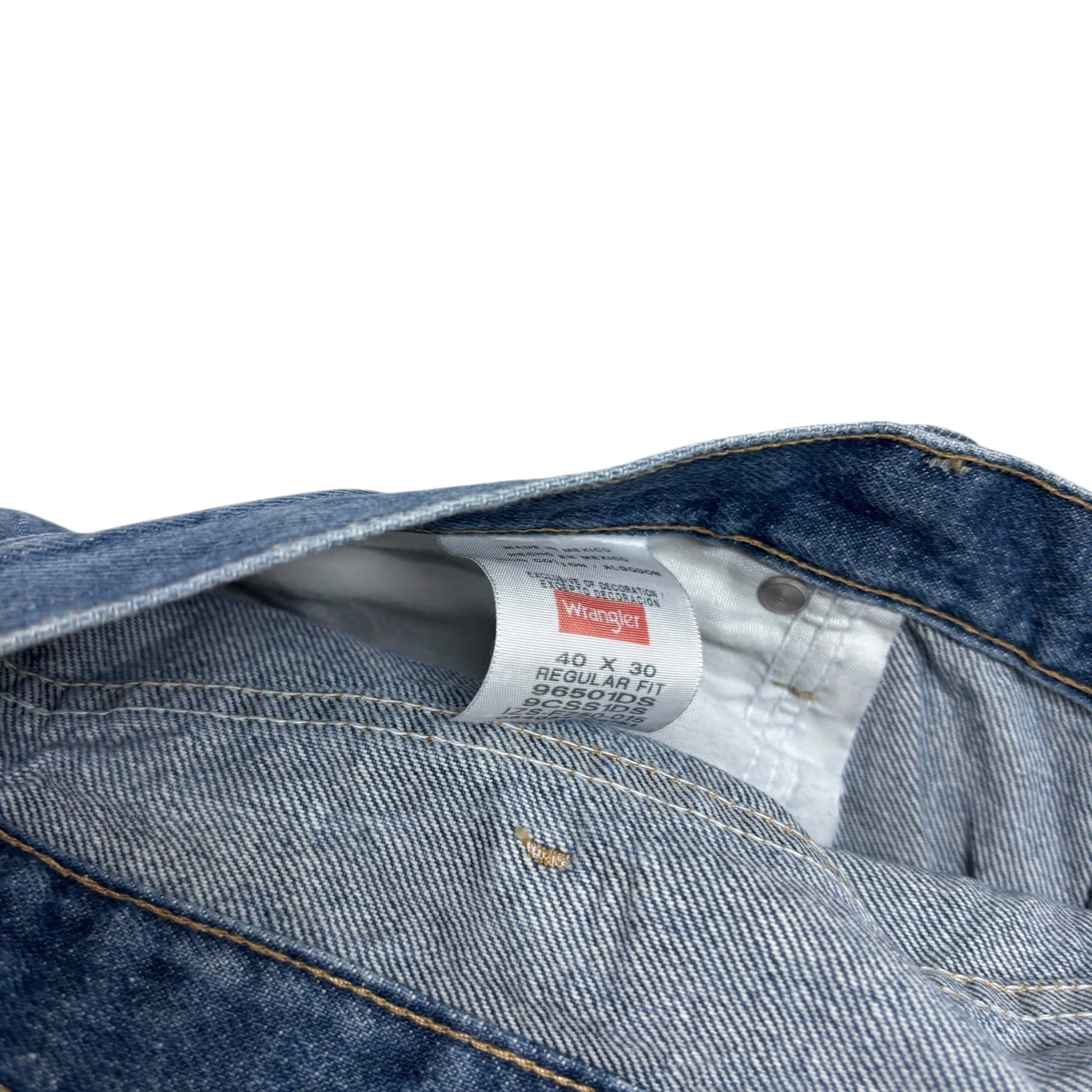 Wrangler Jeans W40 L30 Mens Mid Blue Regular Straight Fit Denim (E)