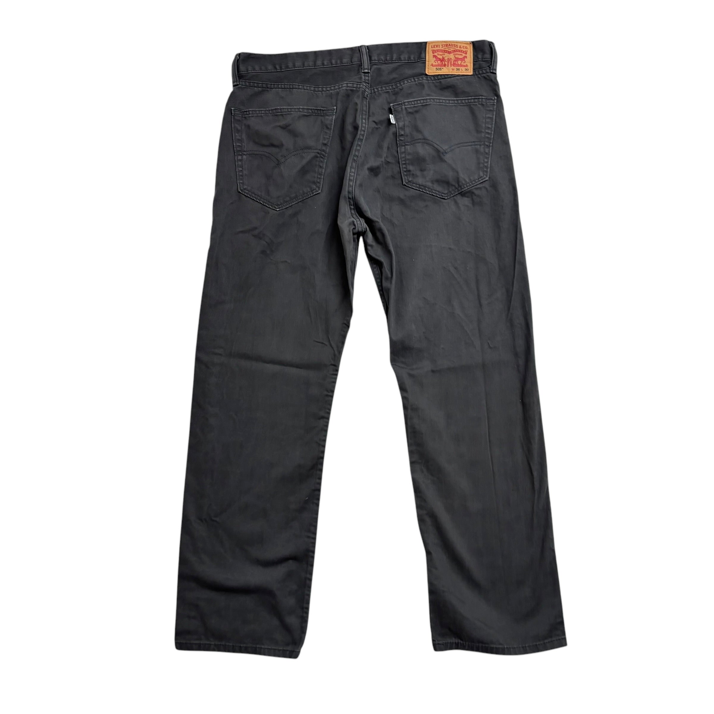 Levis 505 Trousers W36 L30 Mens Grey Regular Straight Fit Cotton Pants (E)