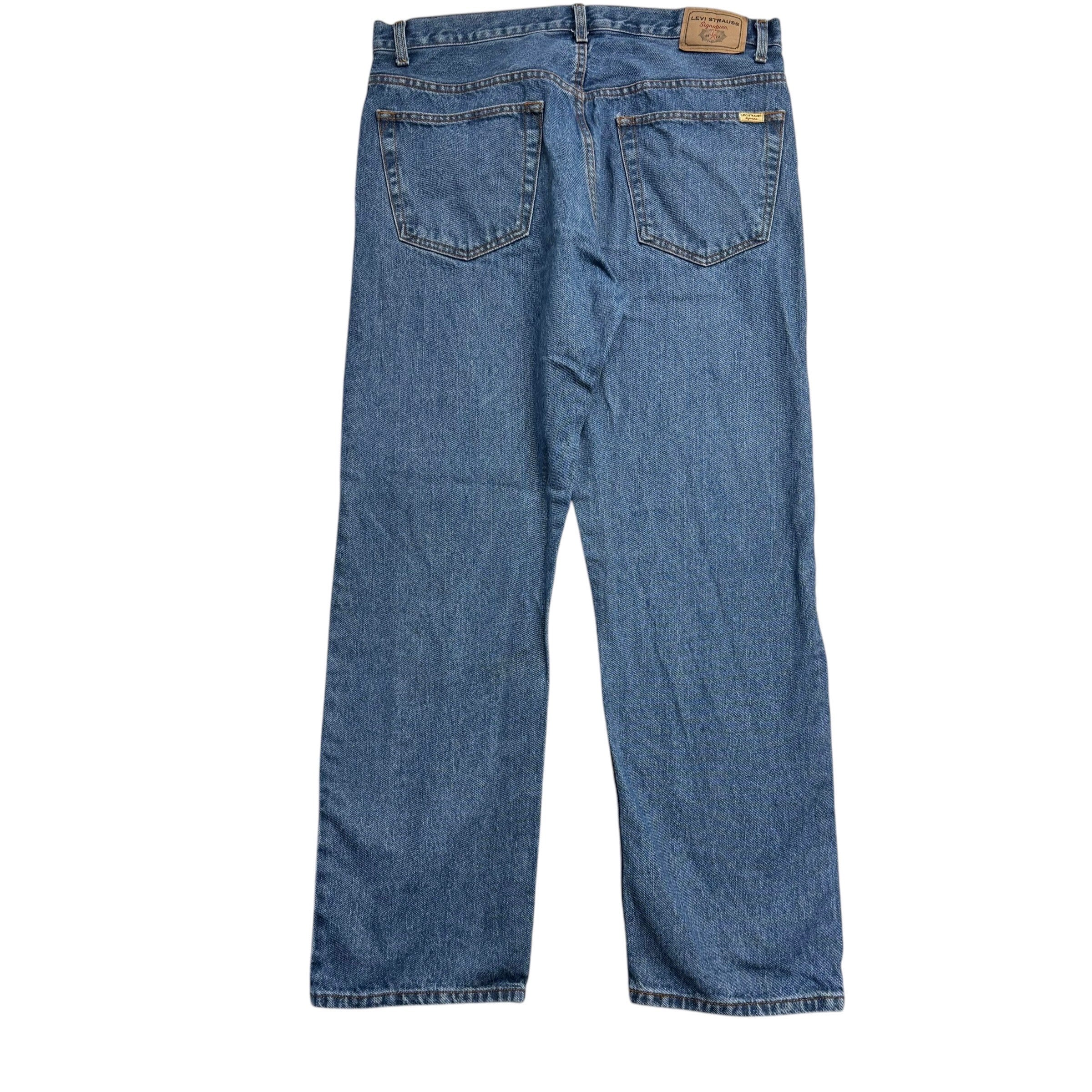 Levis Signature Jeans W38 L32 Mens Mid Blue Regular Straight Vintage Denim (E)