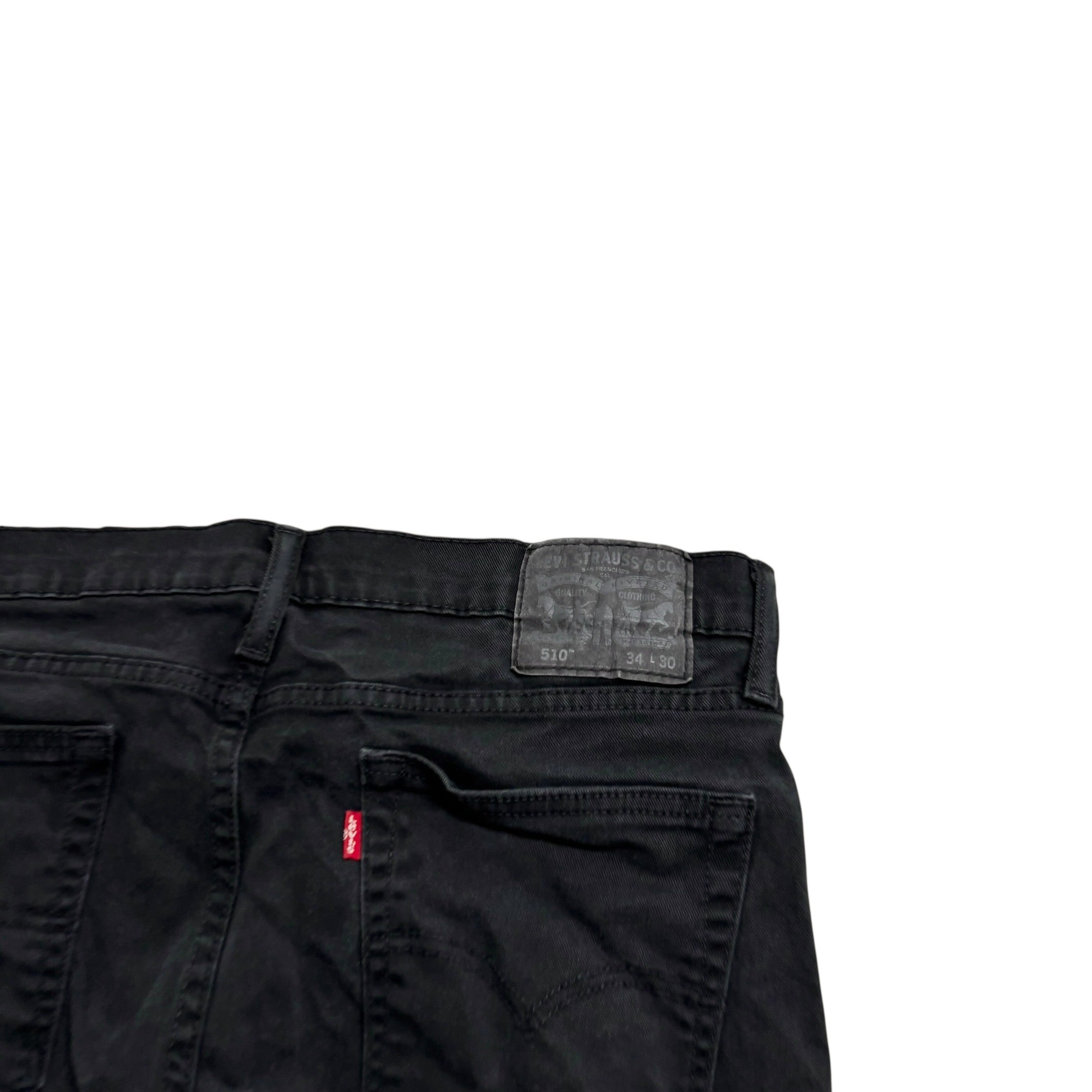 Levis 510 Jeans W34 L30 Mens Black Skinny Fit Stretch Denim