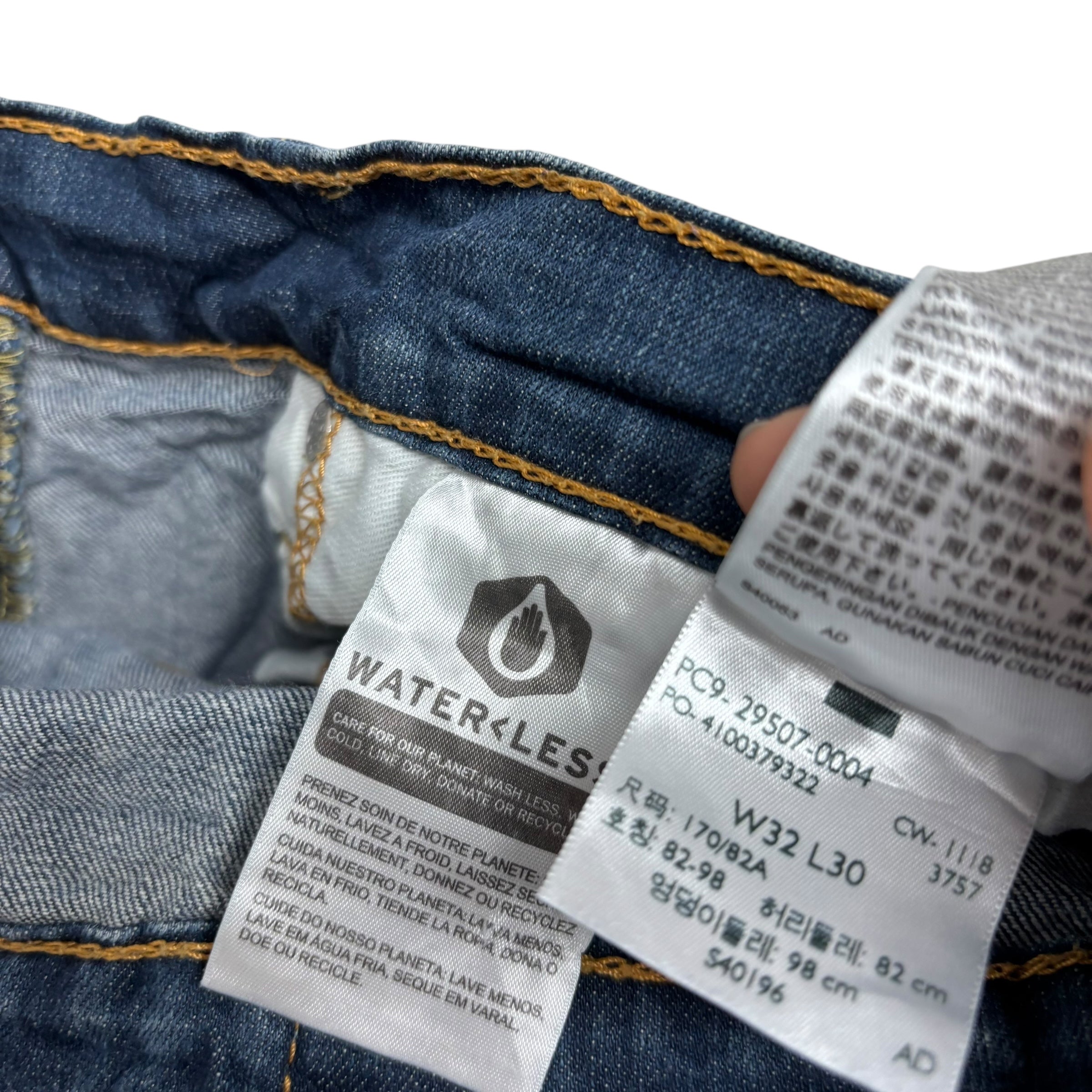 Levis 502 Jeans W32 L28 Mens Dark Blue Regular Tapered Fit Stretch Denim (E)