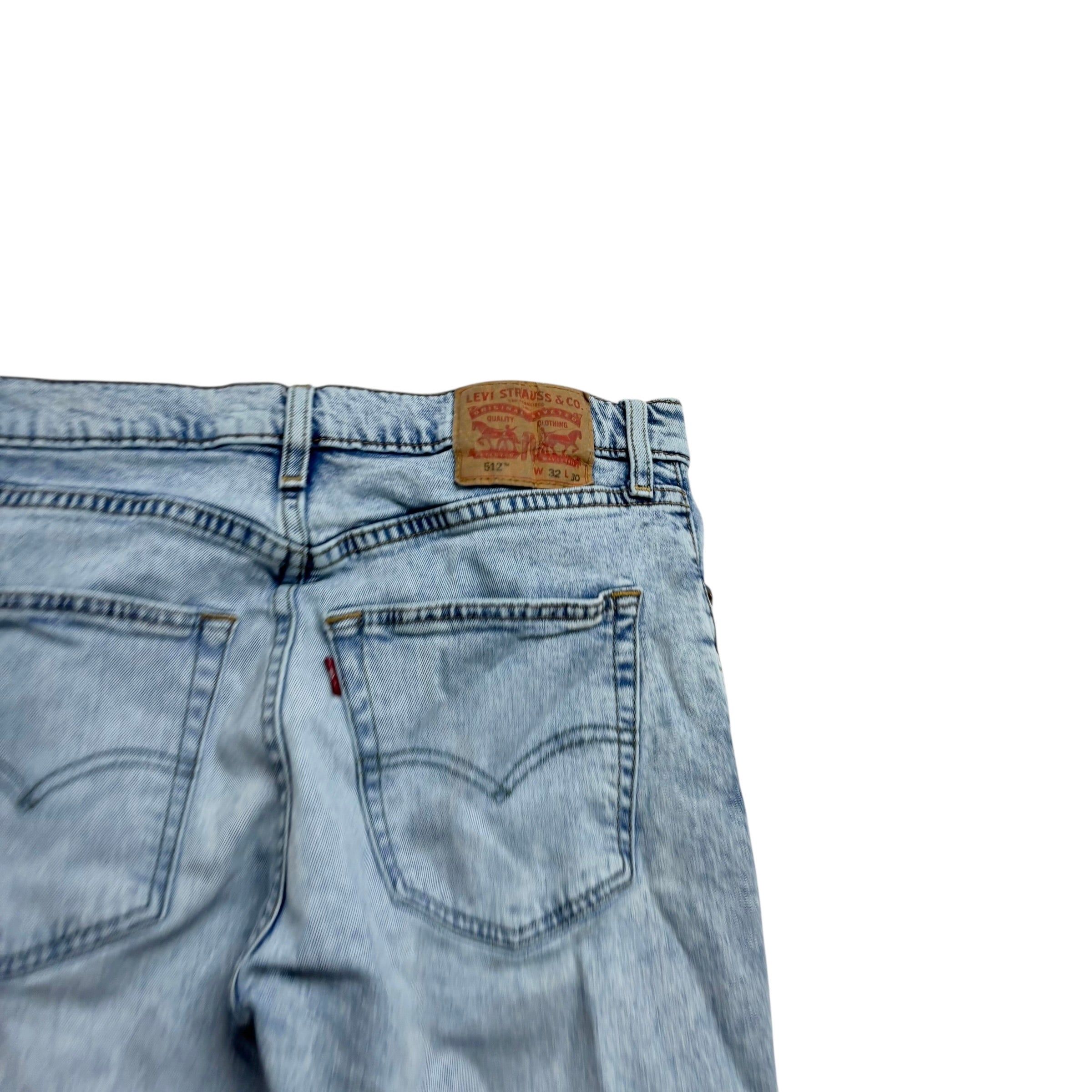 Levis 512 Jeans W32 L29 Mens Light Blue Slim Tapered Fit Stretch Distressed