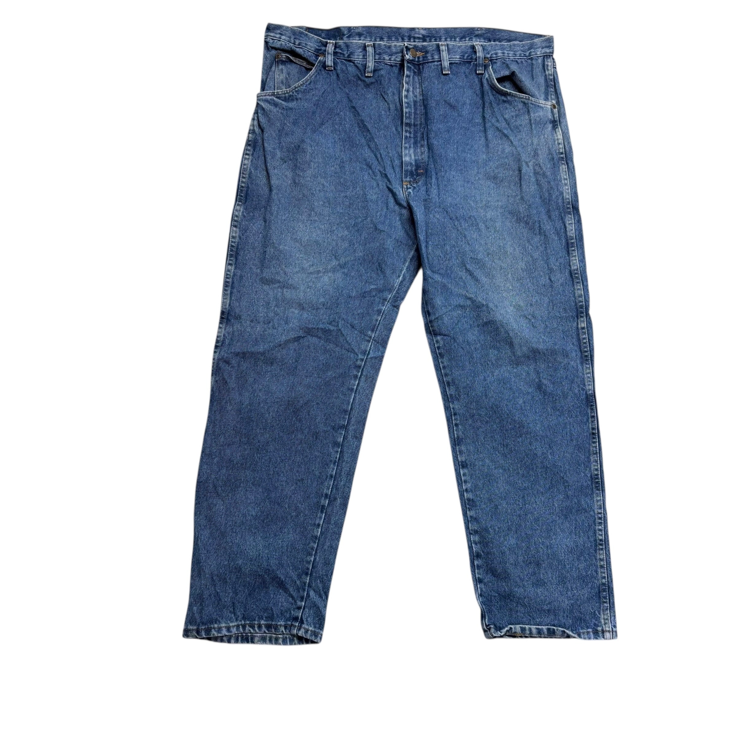 Wrangler Jeans W42 L30 Mens Mid Blue Regular Straight Fit Vintage Denim (E)