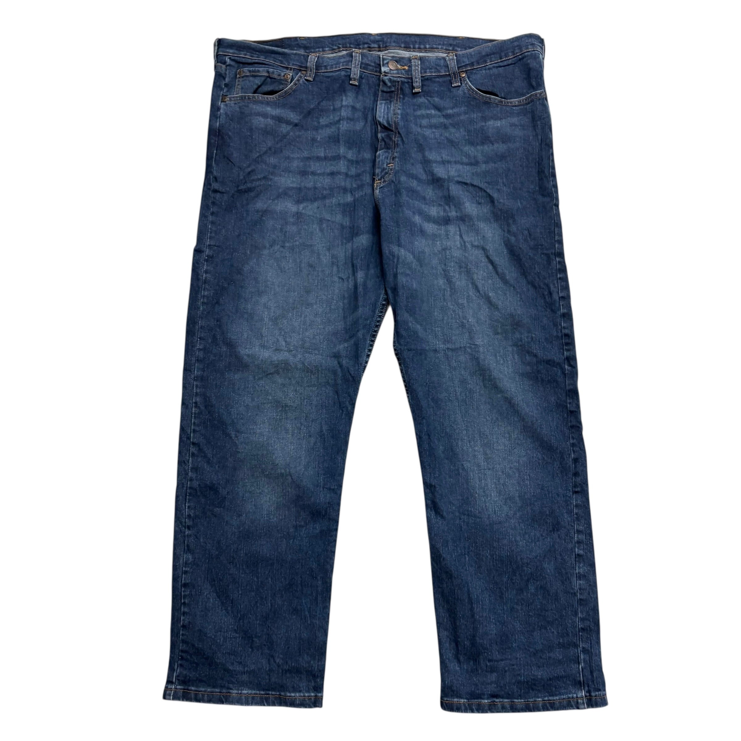 Wrangler Jeans W44 L30 Mens Dark Blue Relaxed Straight Fit Stretch Denim (E)