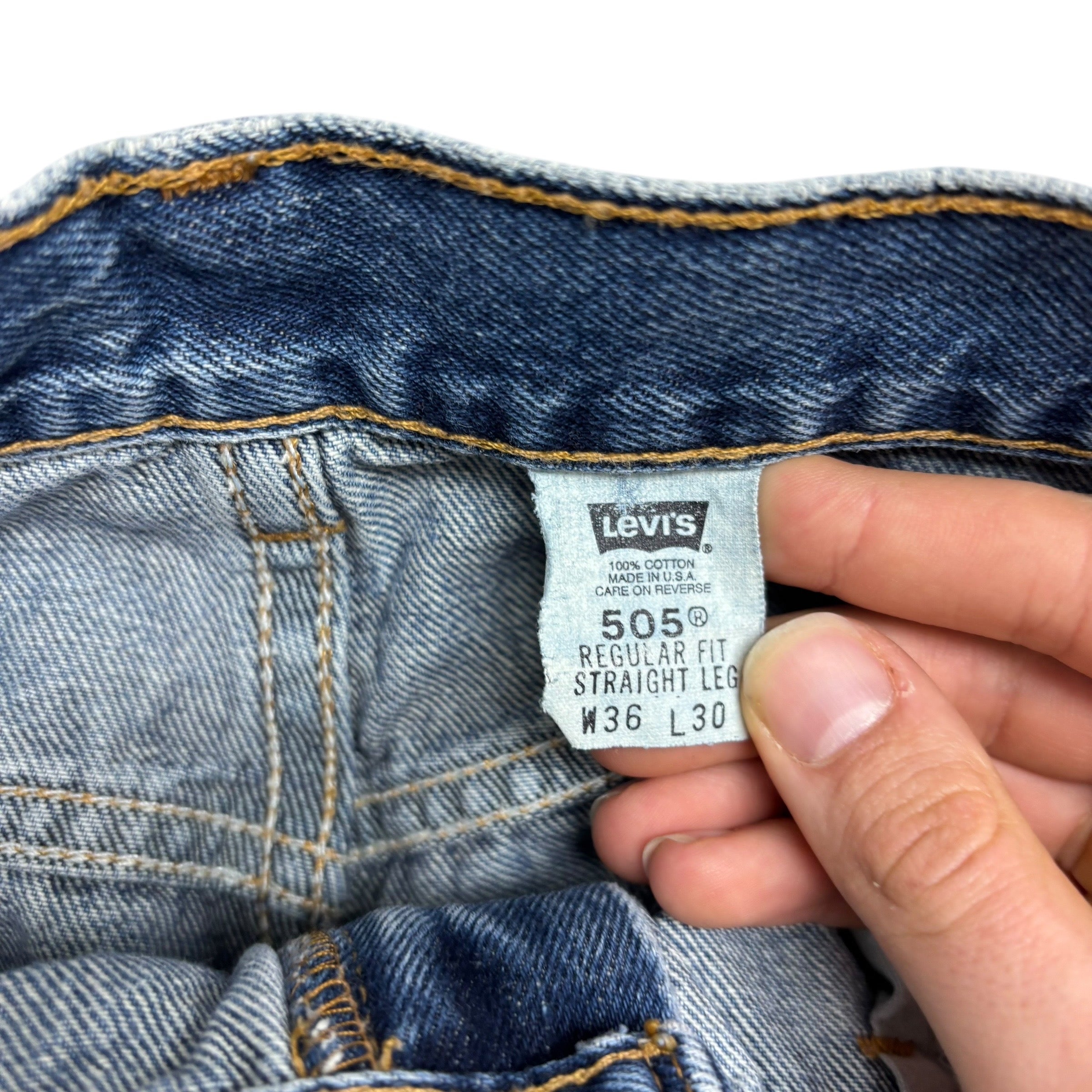 Levis 505 Jeans W35 L30 Mens Mid Blue Regular Straight USA Made Vintage Denim