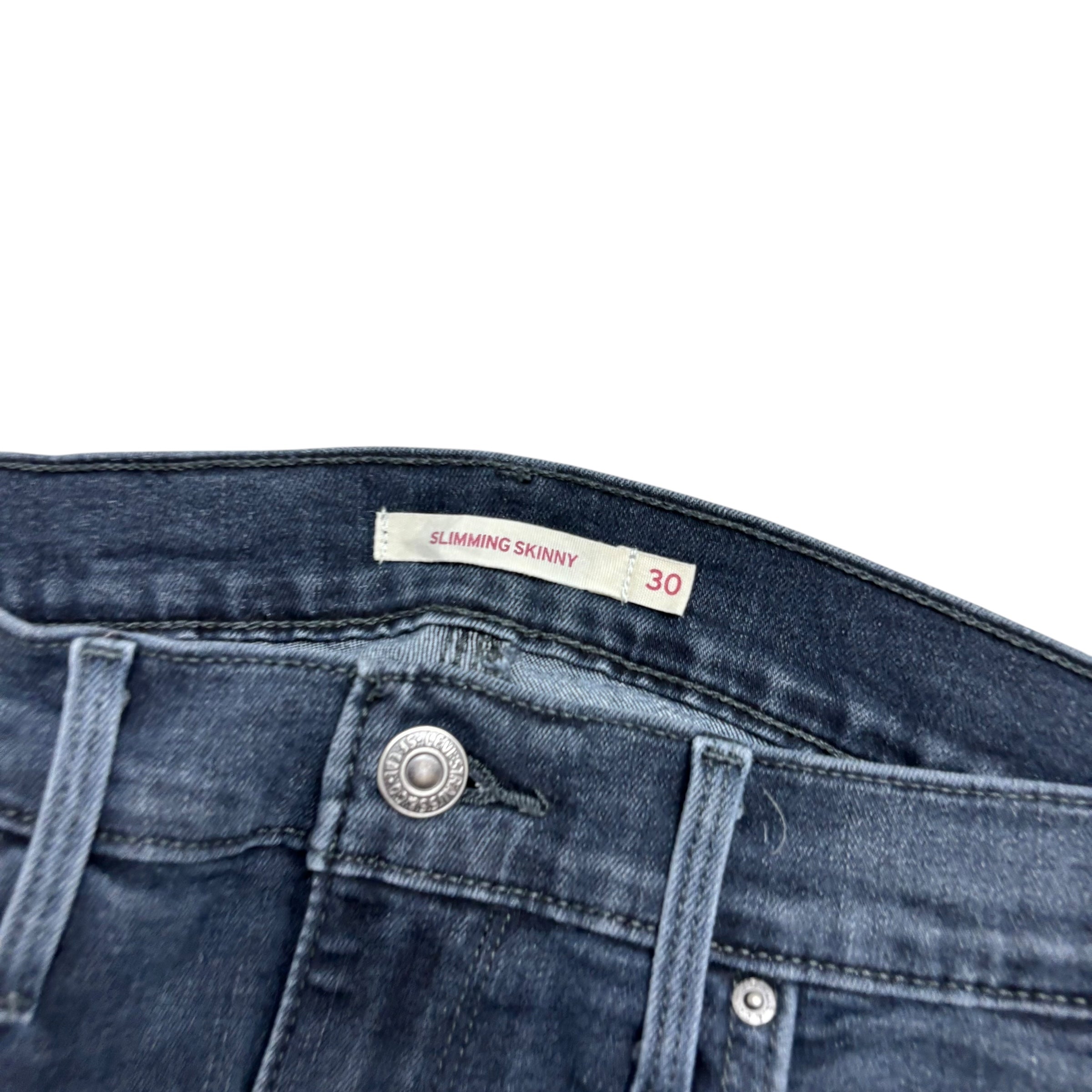 Levis Slimming Skinny Jeans W30 L30 Womens Navy Blue Stretch Denim (E)