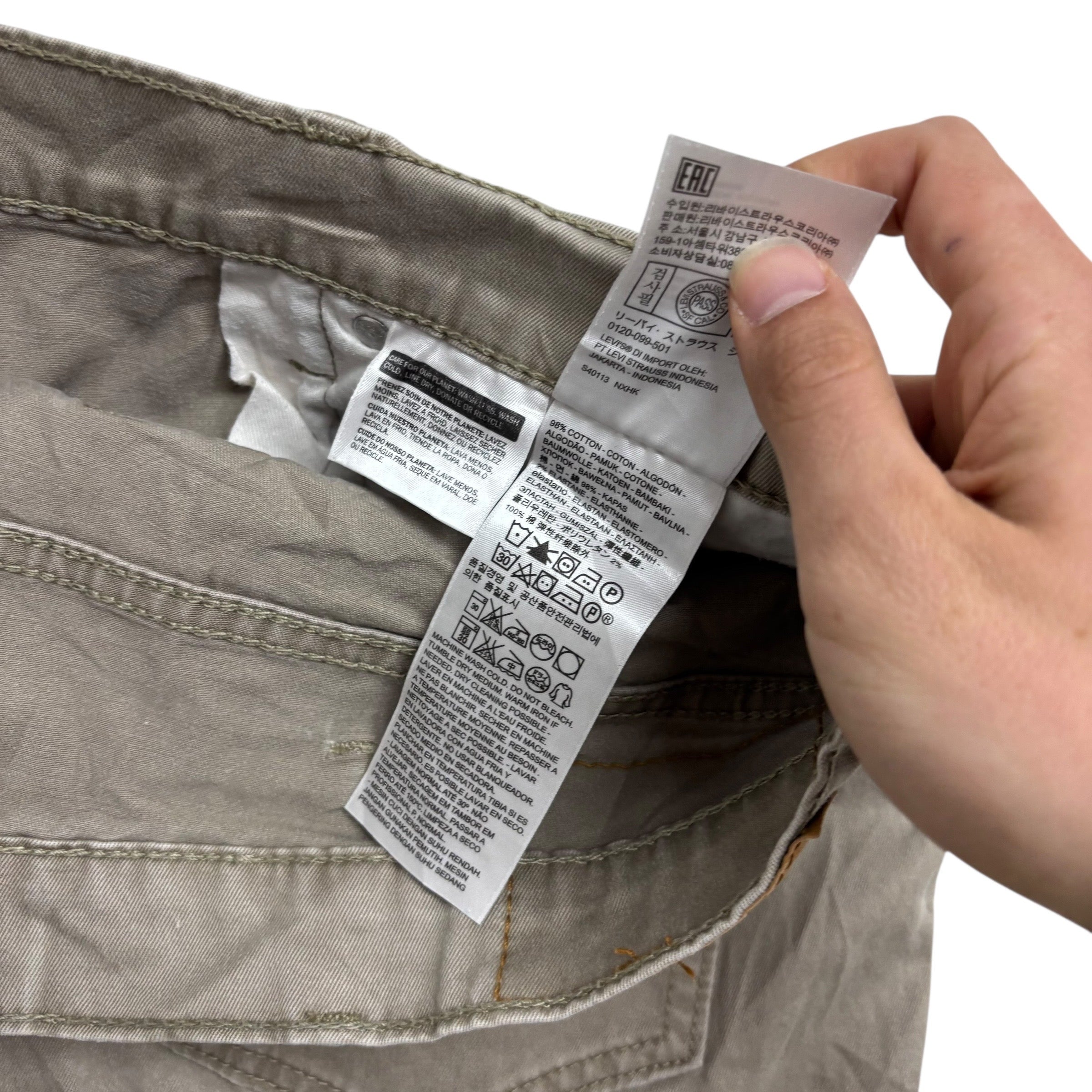 Levis 541 Trousers W40 L31 Mens Stone Beige Athletic Tapered Fit Stretch Pants