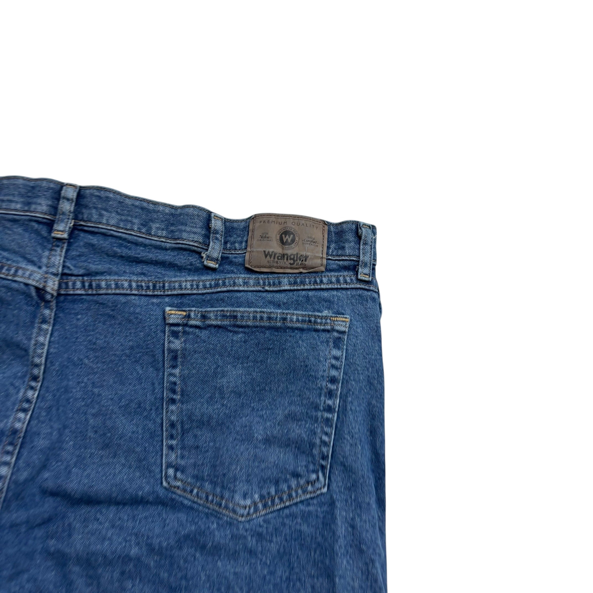 Wrangler Jeans W44 L30 Mens Mid Blue Regular Straight Fit Stretch Denim (E)