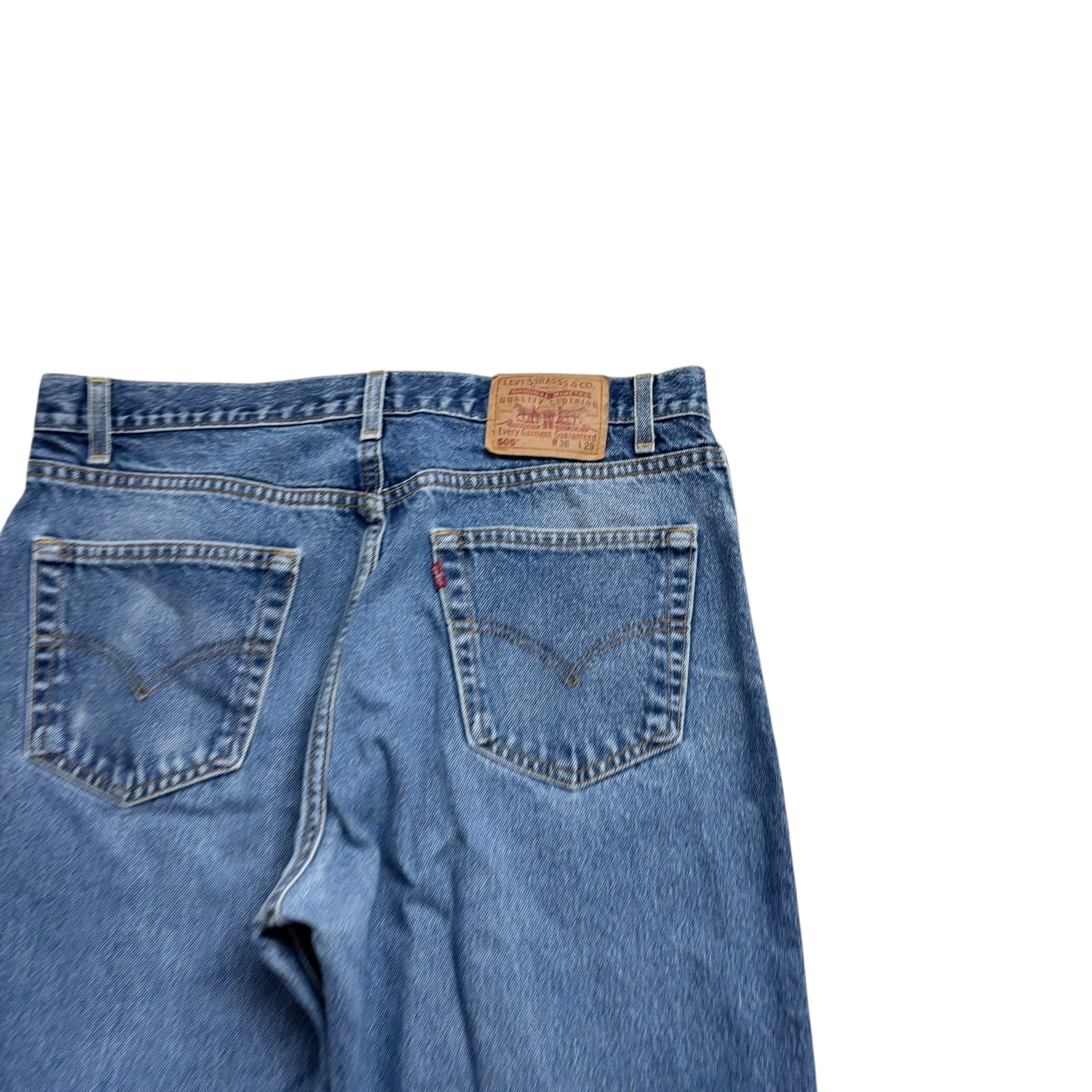 Levis 505 Jeans W34 L25 Mens Mid Blue Regular Straight Fit Vintage Denim