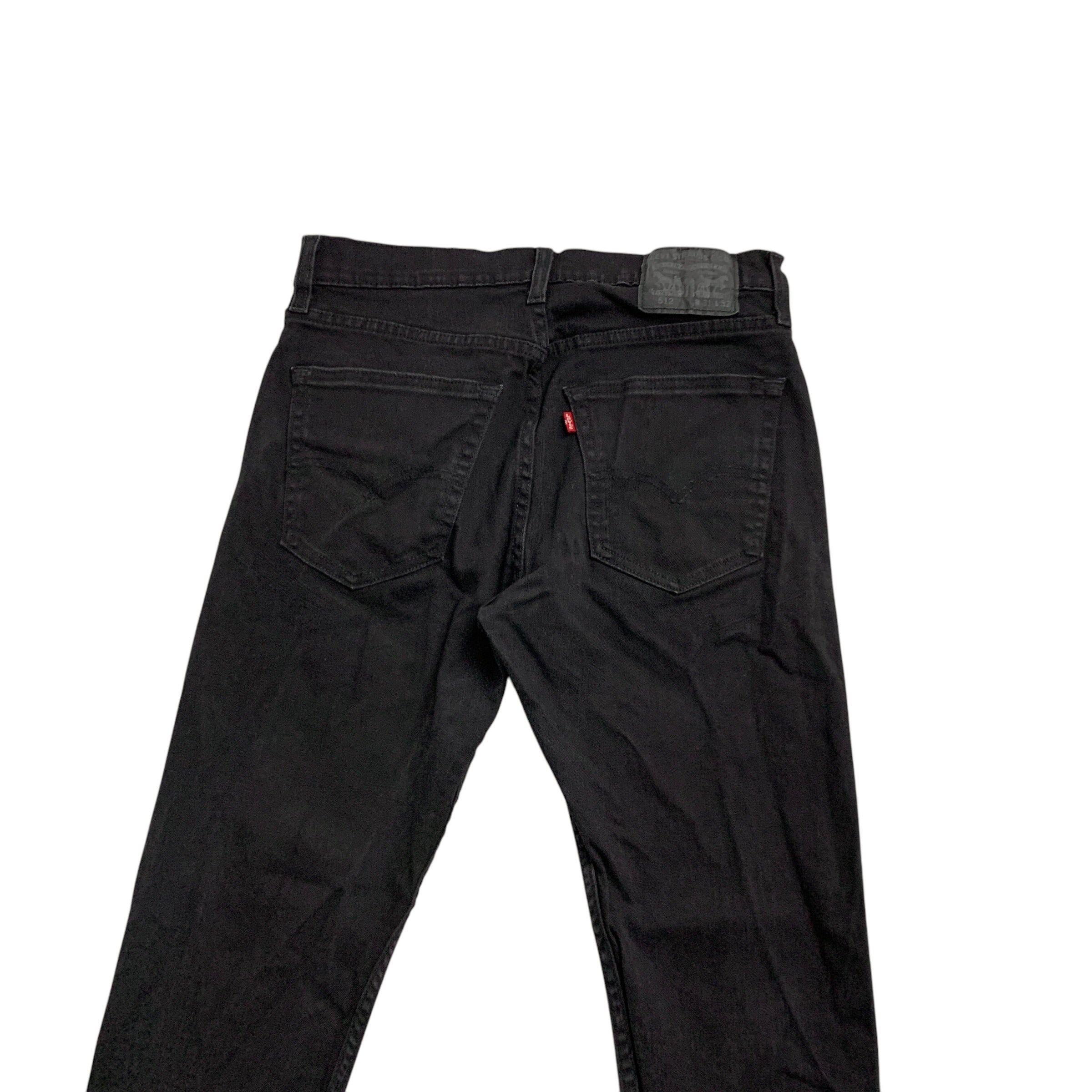 Levis 512 Jeans W30 L31 Mens Black Slim Tapered Fit Stretch Denim (E)