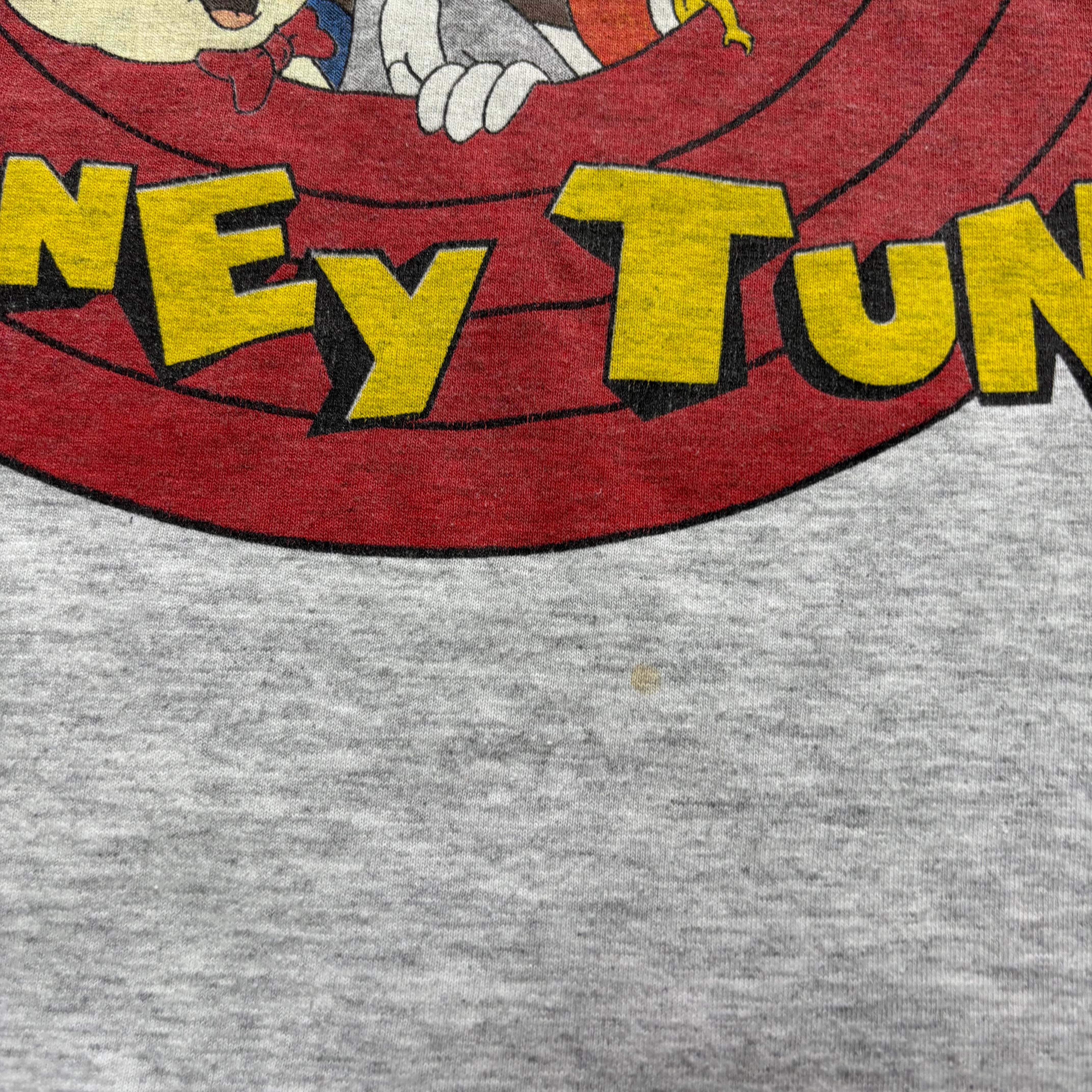 Vintage T Shirt Mens Medium Grey Looney Tunes Graphic Print 90s USA
