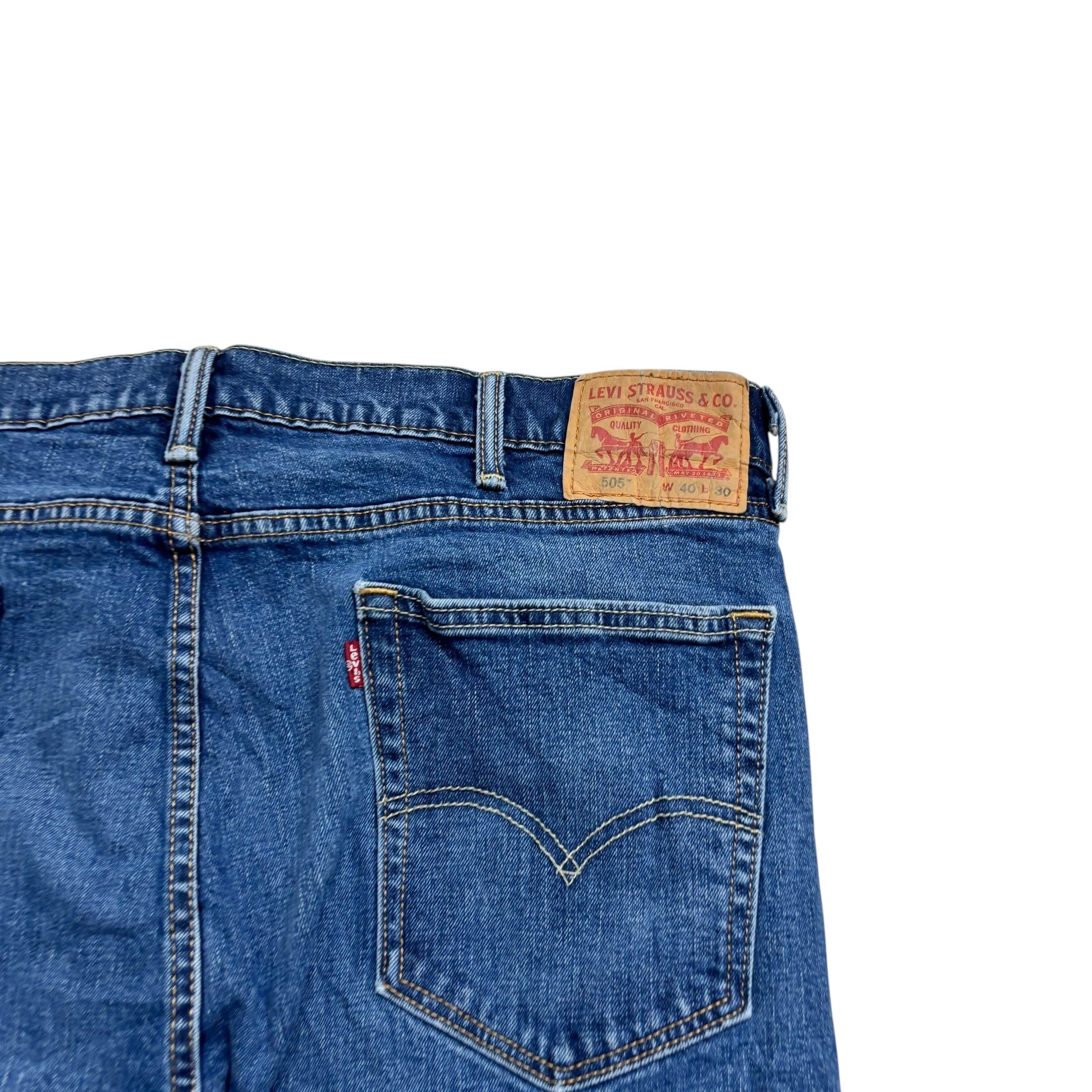 Levis 505 Jeans W40 L30 Mens Mid Blue Regular Straight Fit Stretch Denim