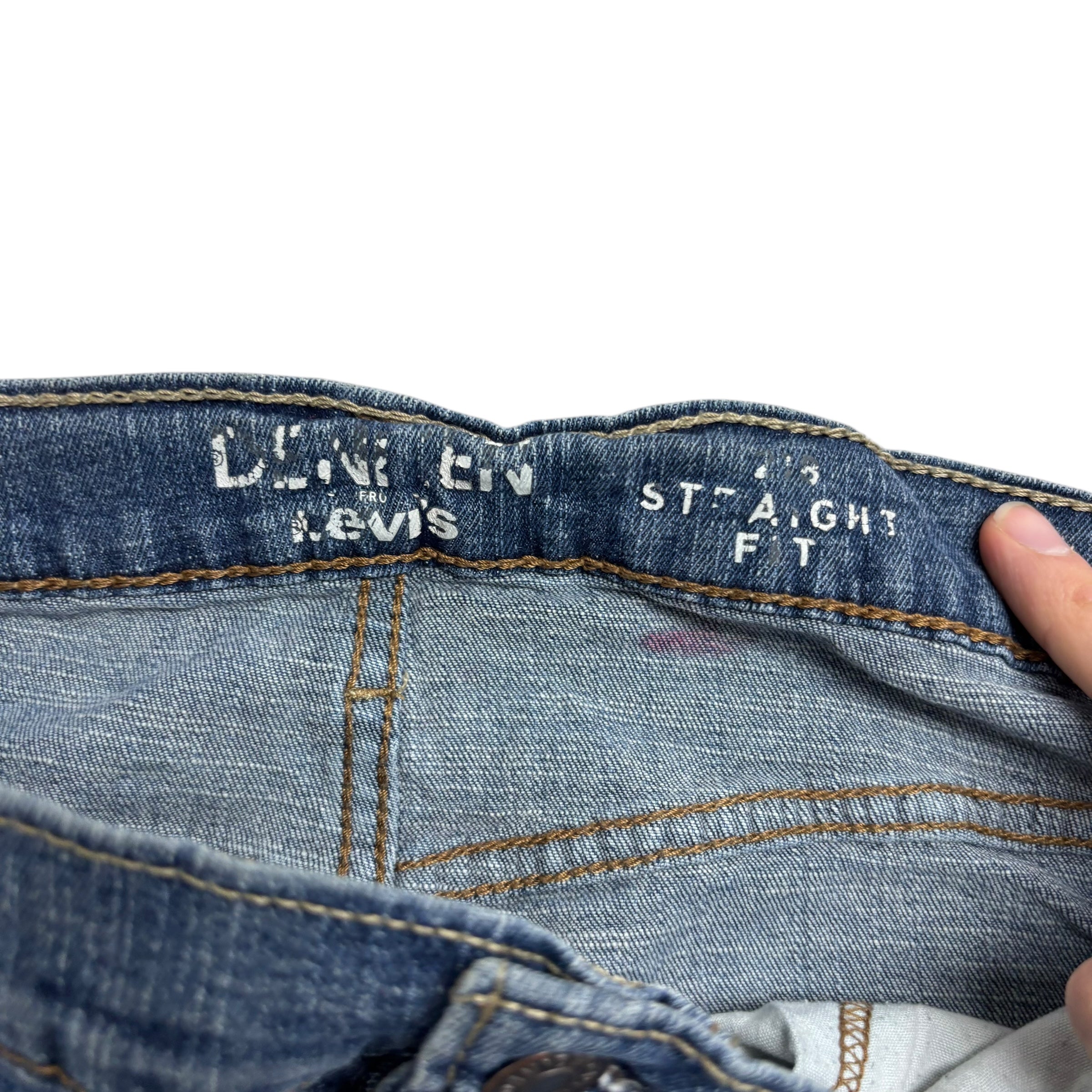 Levis 218 Denizen Jeans W36 L34 Mens Mid Blue Regular Straight Fit Stretch (E)