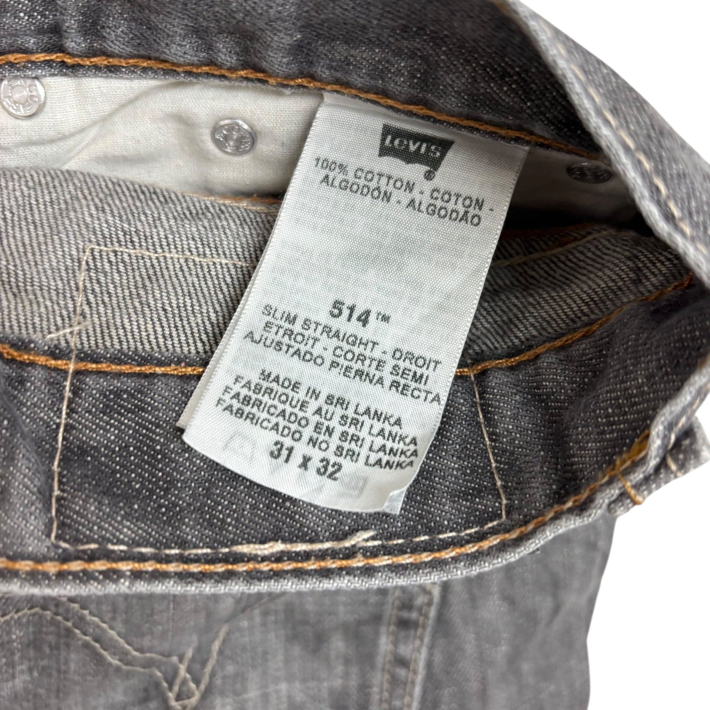 Levis 514 Jeans W31 L32 Mens Grey Regular Straight Fit Vintage Denim (E)