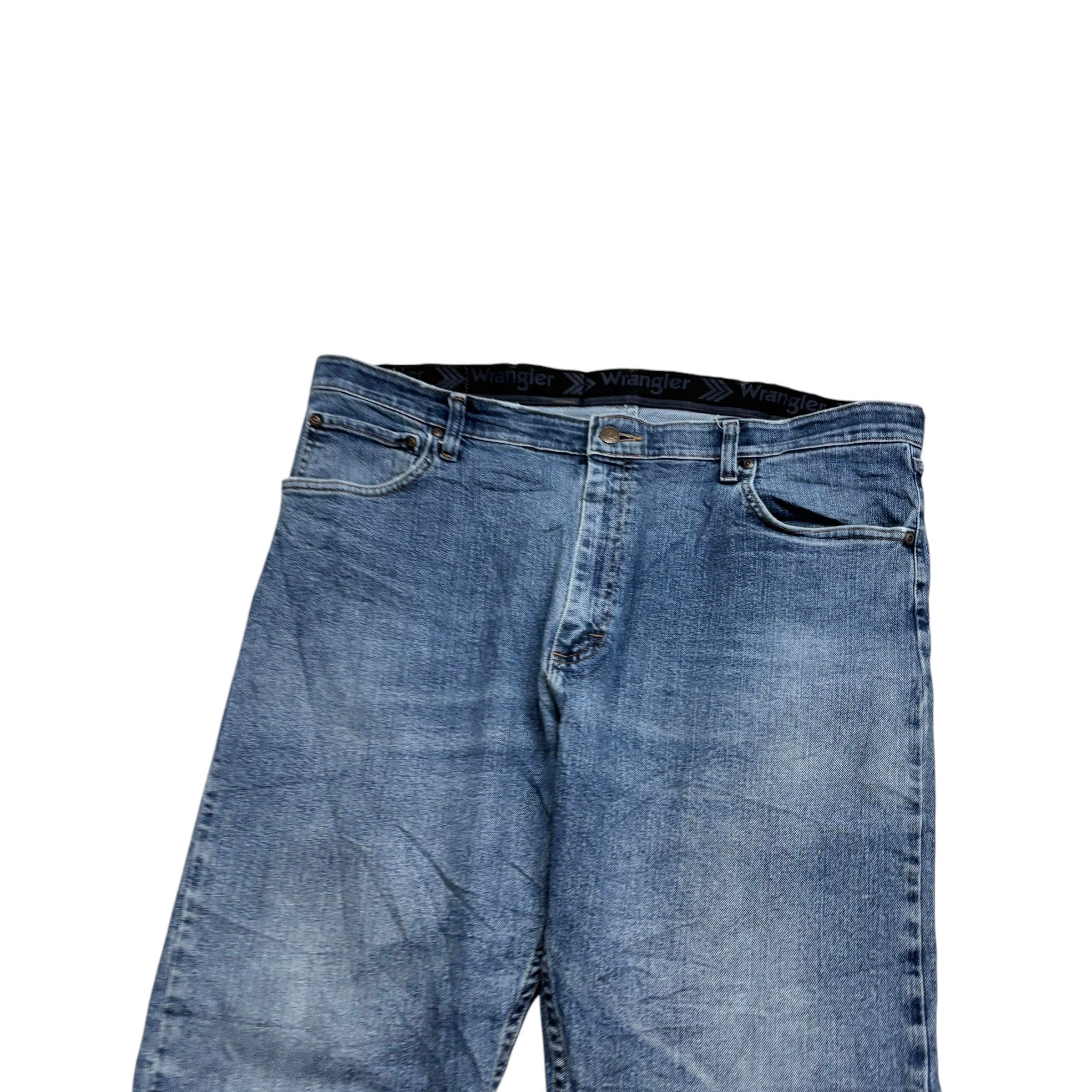 Wrangler Jeans W38 L30 Mens Mid Blue Regular Straight Fit Stretch Denim