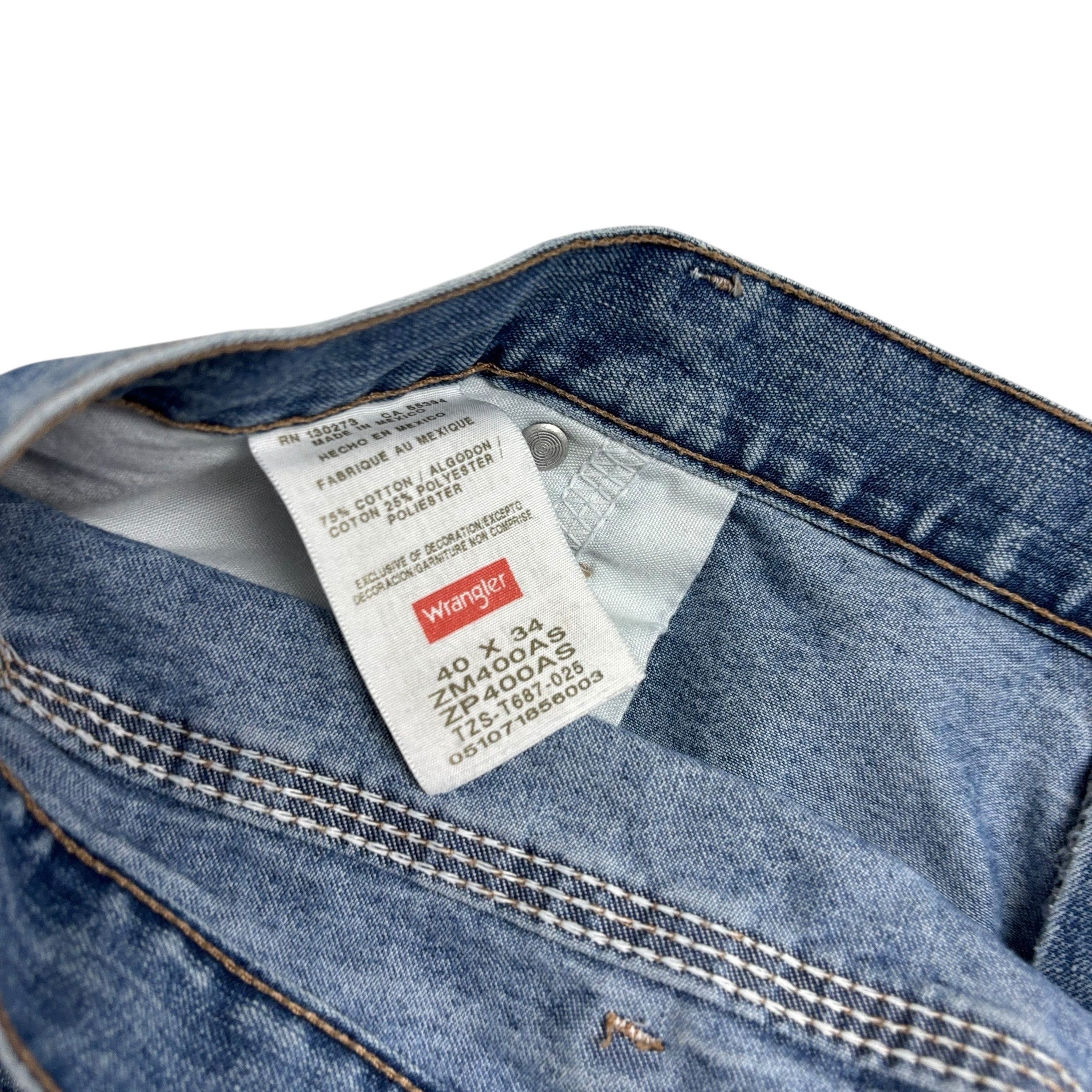 Wrangler Carpenter Jeans W40 L34 Mens Mid Blue Relaxed Straight Fit Denim (F)