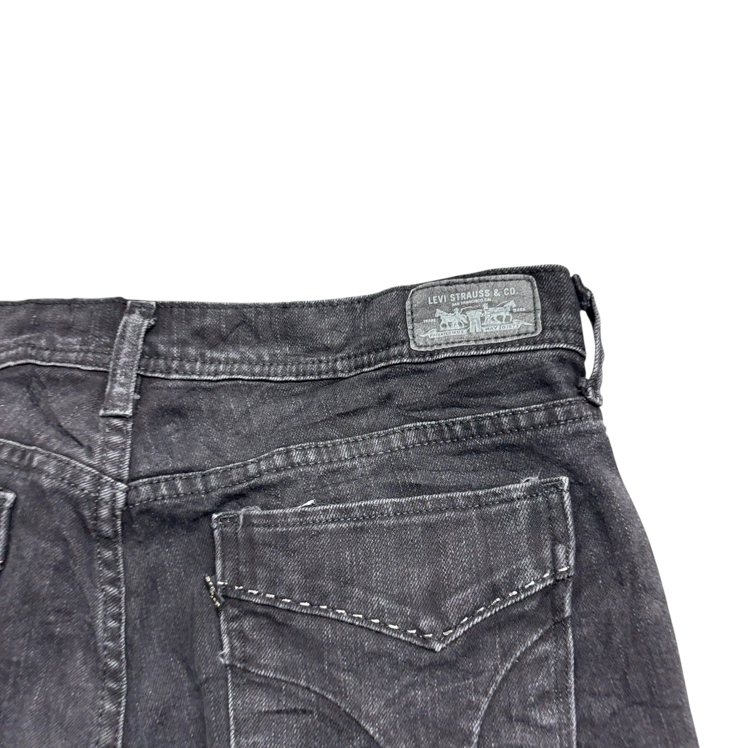 Levis 505 Jeans W30 L34 Womens Regular Straight Fit Black Stretch Y2K (E)