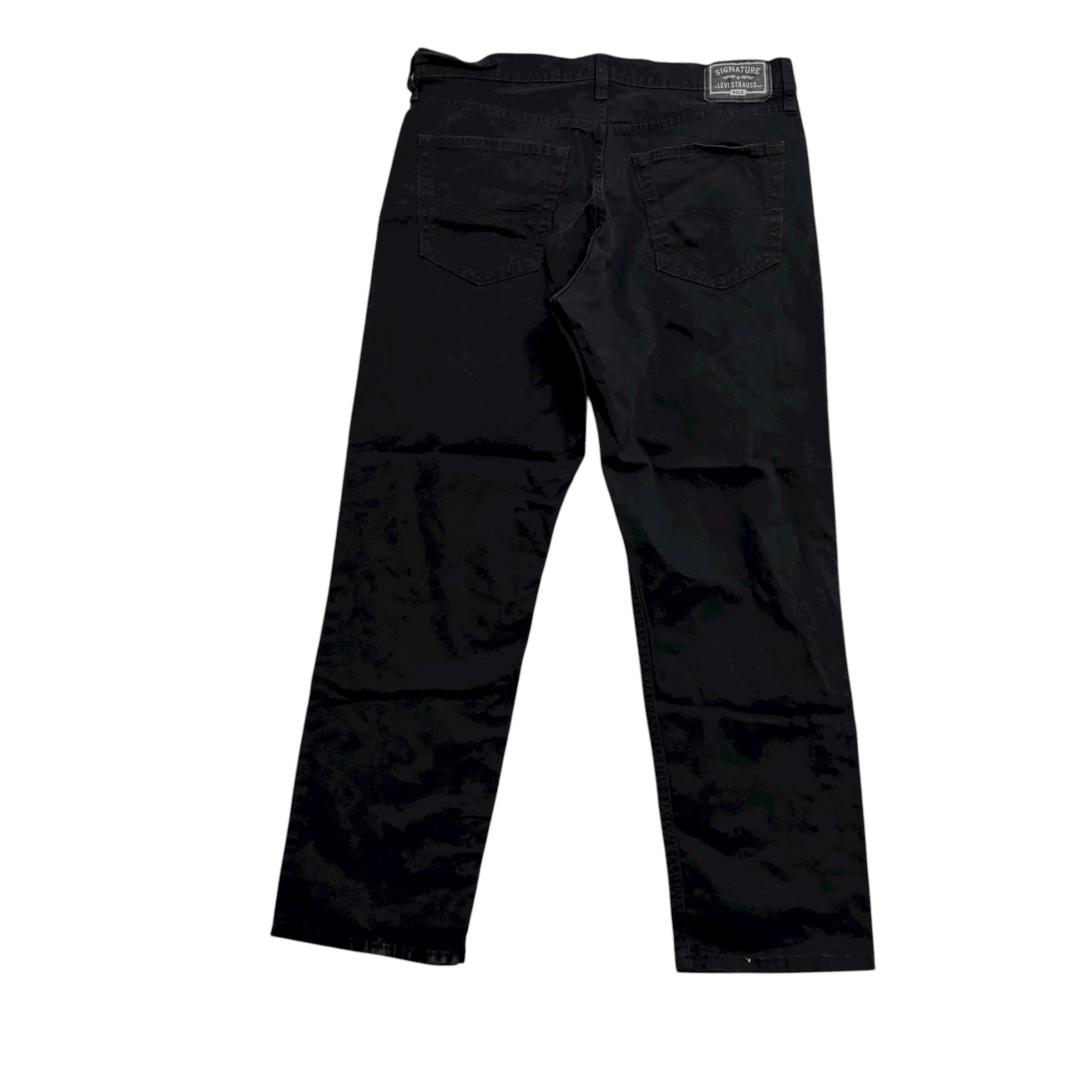 Levis Signature Trousers W34 L29 Mens Black Athletic Fit Stretch Pants (E)