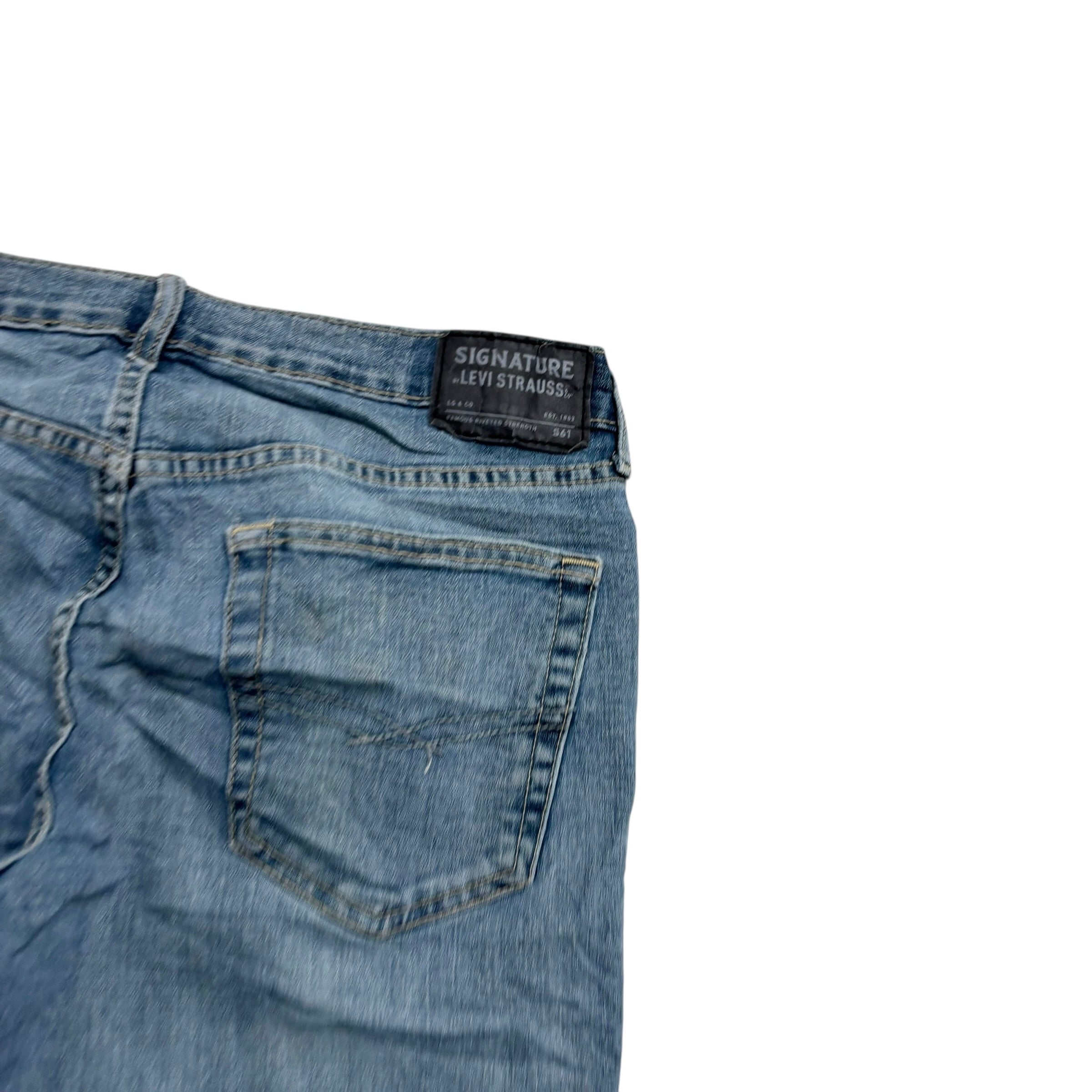 Levis Signature Jeans W32 L30 Mens Mid Blue Relaxed Straight Stretch Denim