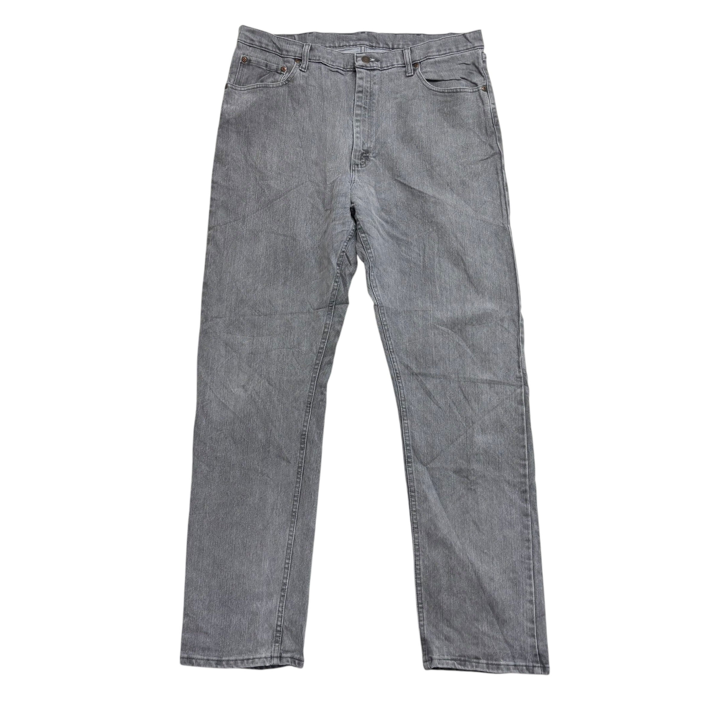 Wrangler Jeans W38 L34 Mens Grey Relaxed Straight Fit Stretch Denim (E)