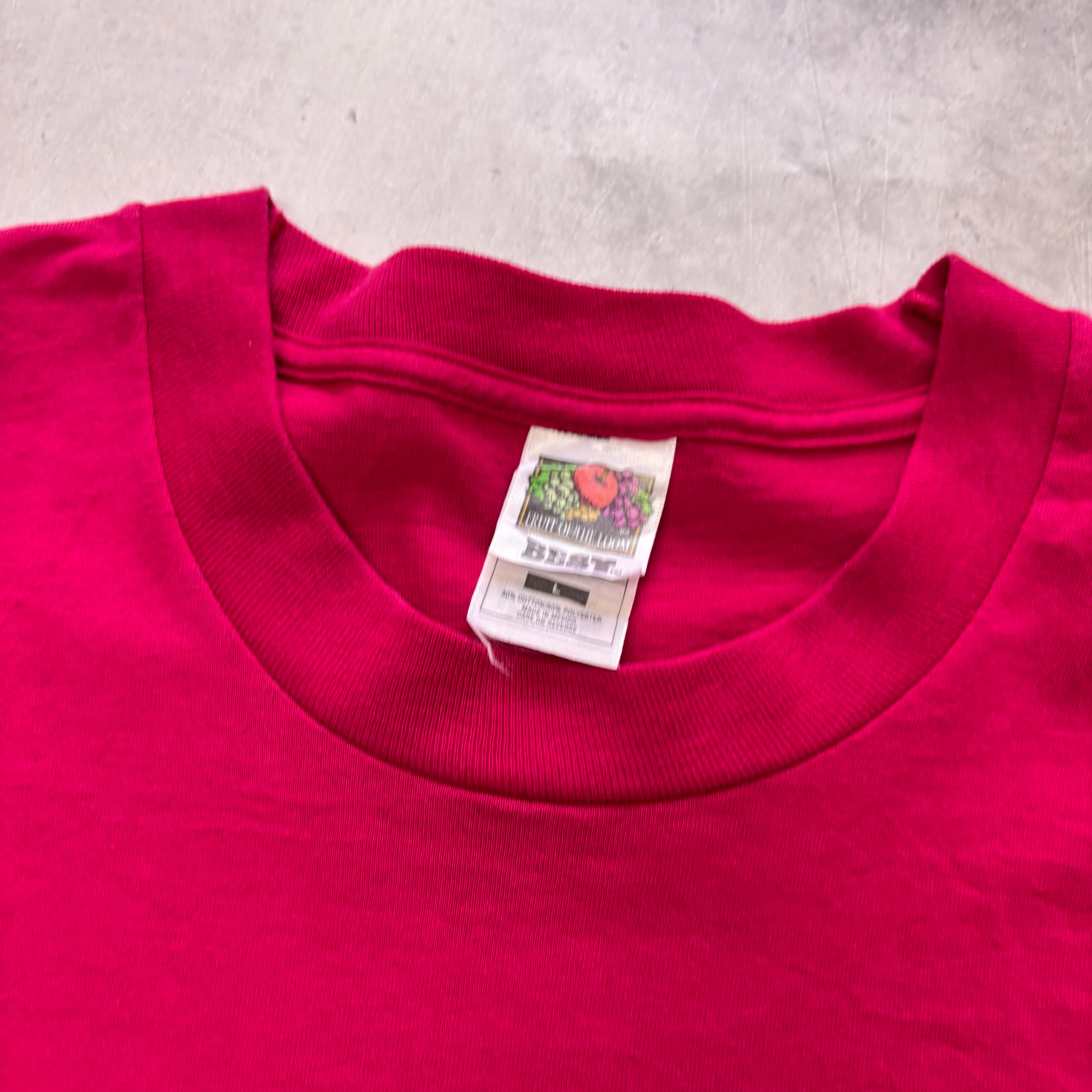 Vintage T Shirt Mens Large Pink Single Stitch Graphic Print 90s USA Tourist (E)