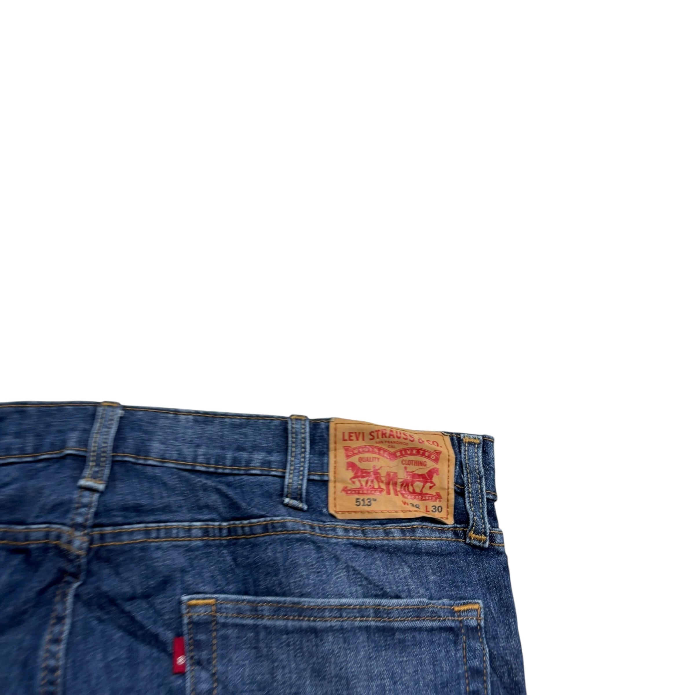 Levis 513 Jeans W38 L32 Mens Mid Blue Slim Straight Fit Stretch Denim (E)