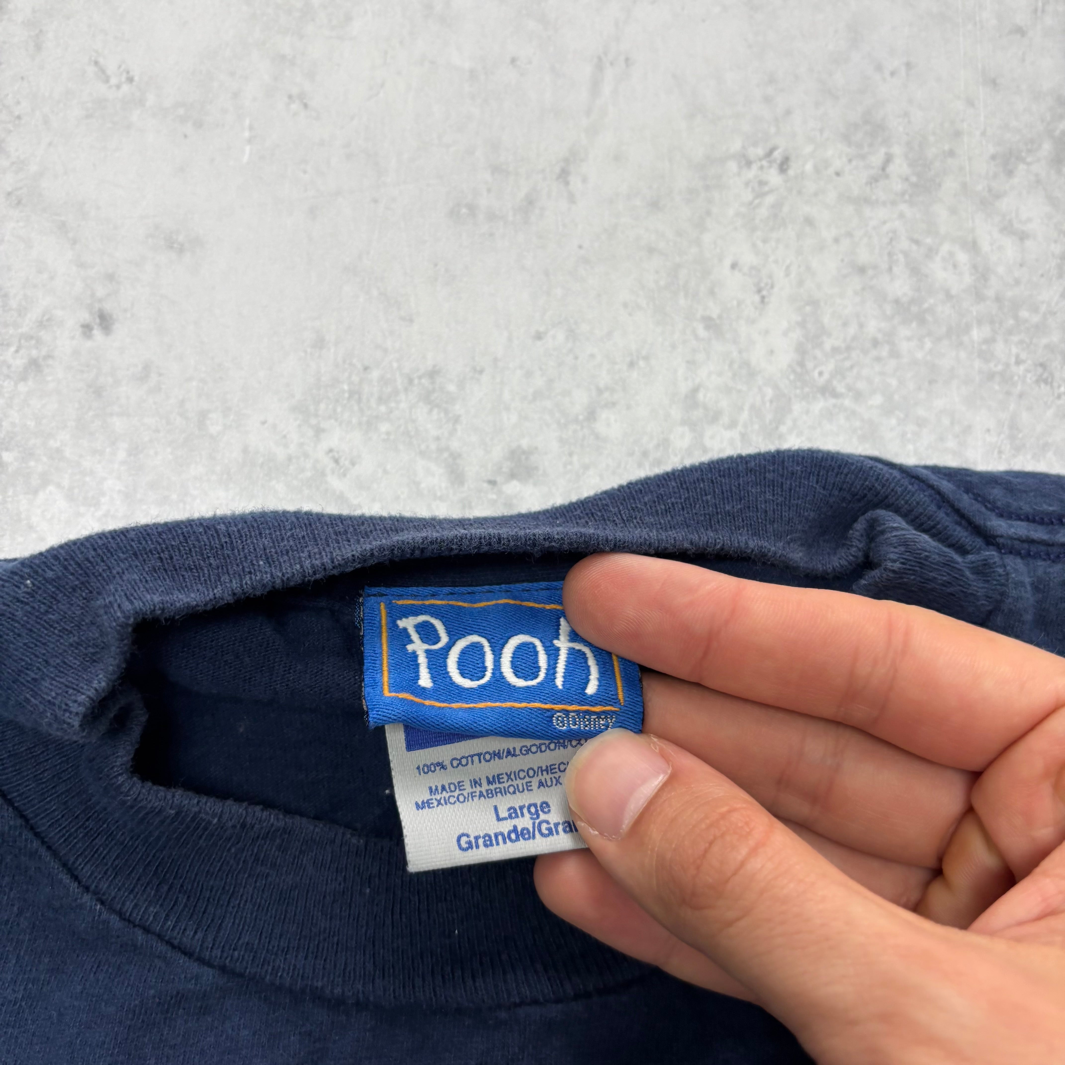 Vintage Disney T Shirt Mens Large Navy Blue Tiger Pooh Graphic Print 90s (E)