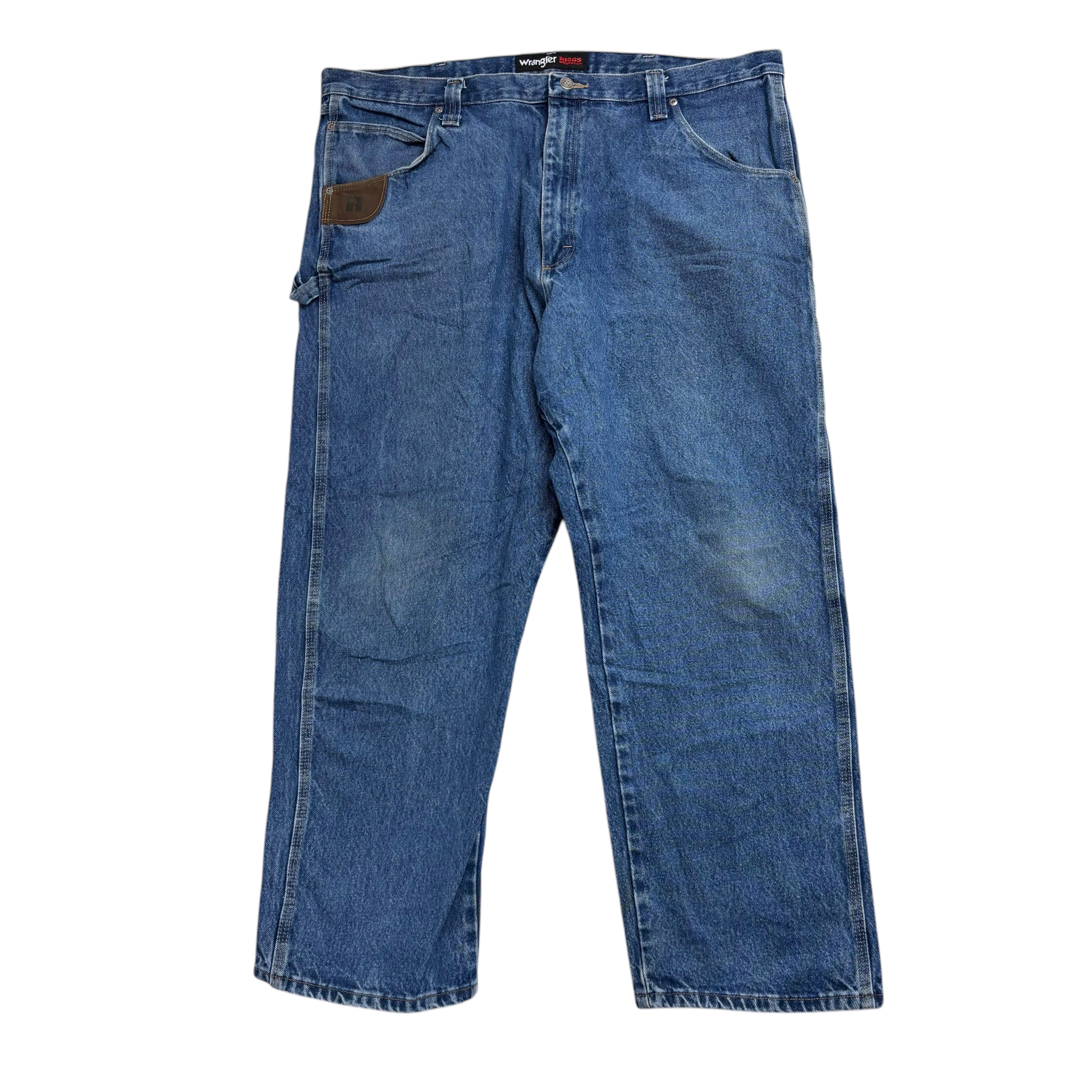 Wrangler Carpenter Jeans W42 L30 Mens Mid Blue Relaxed Straight Fit Denim