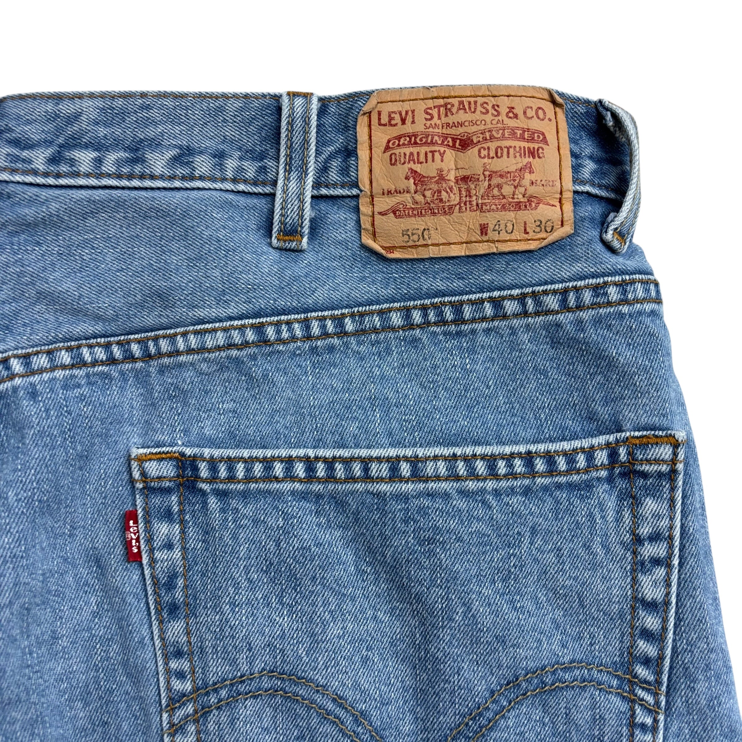 Levis 550 Jeans W40 L30 Mens Light Blue Relaxed Straight Fit Vintage Denim (E)