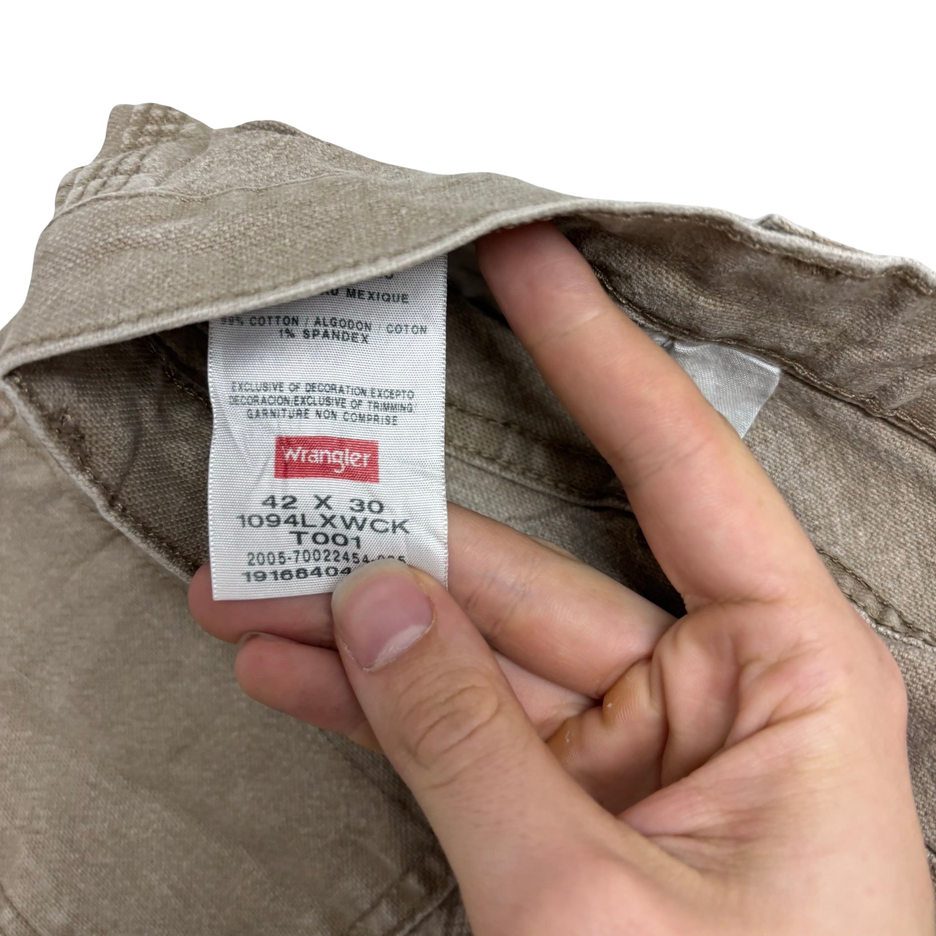 Wrangler Carpenter Trousers W42 L29 Mens Beige Baggy Relaxed Fit Stretch